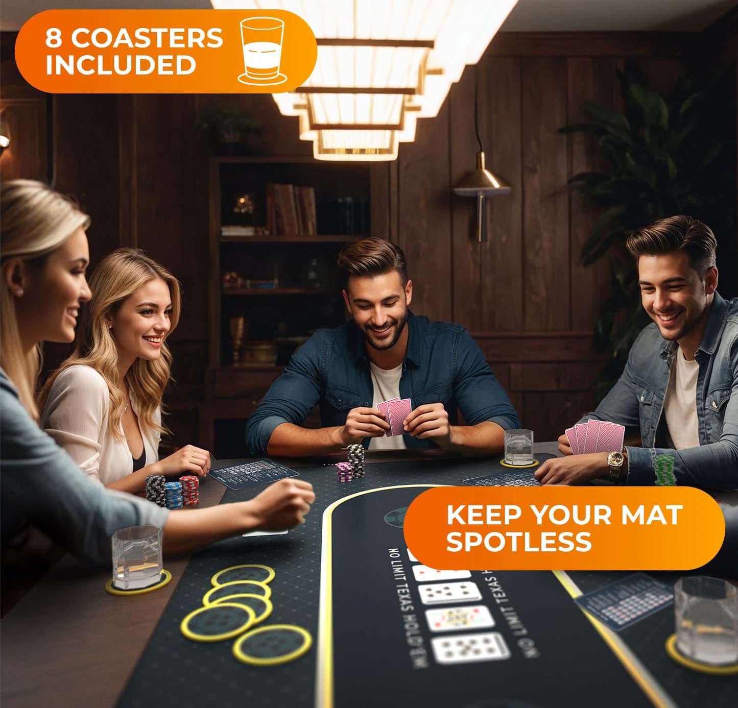 Newverest Poker Table Top 70x35 Inches – 10-Player Texas Hold'em Mat with Coasters and Gift-Ready Box