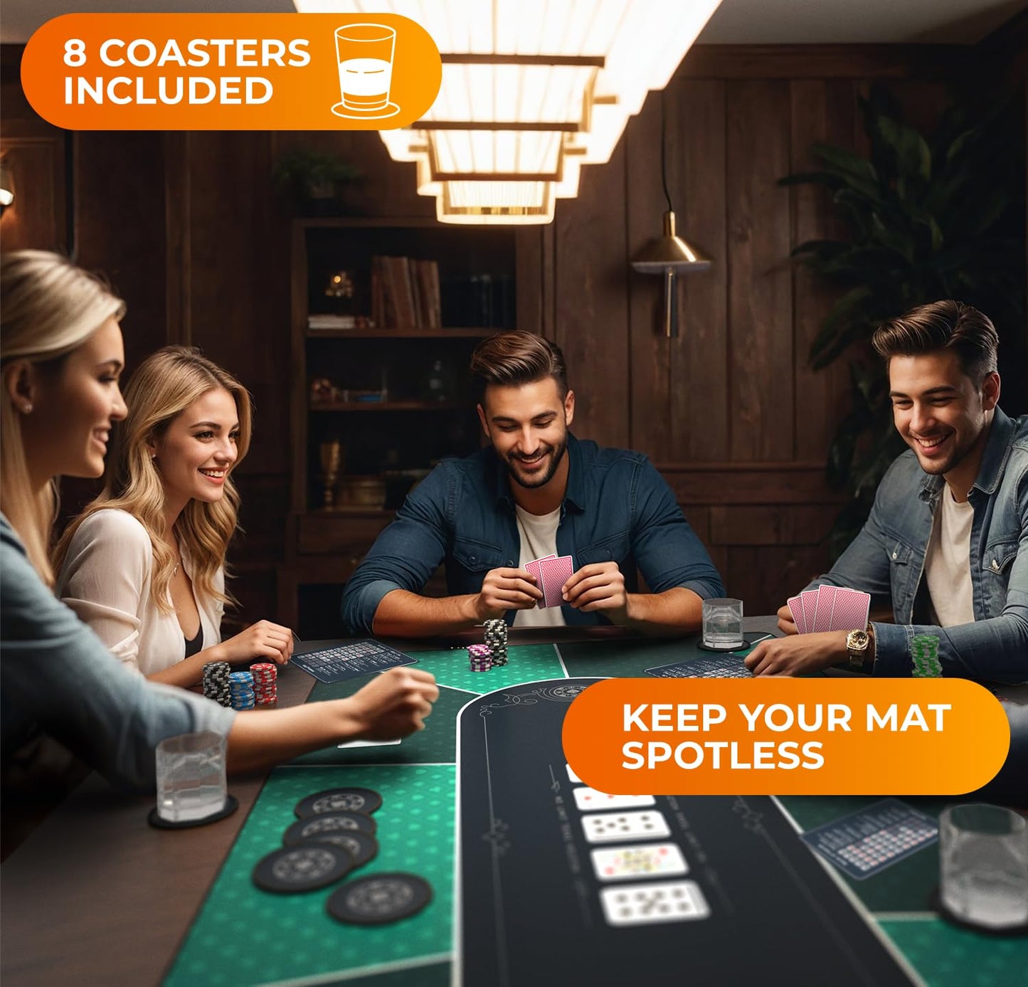 Newverest Poker Table Top 70x35 Inches – Seats Up To 10, Coasters, Gift-Ready Box