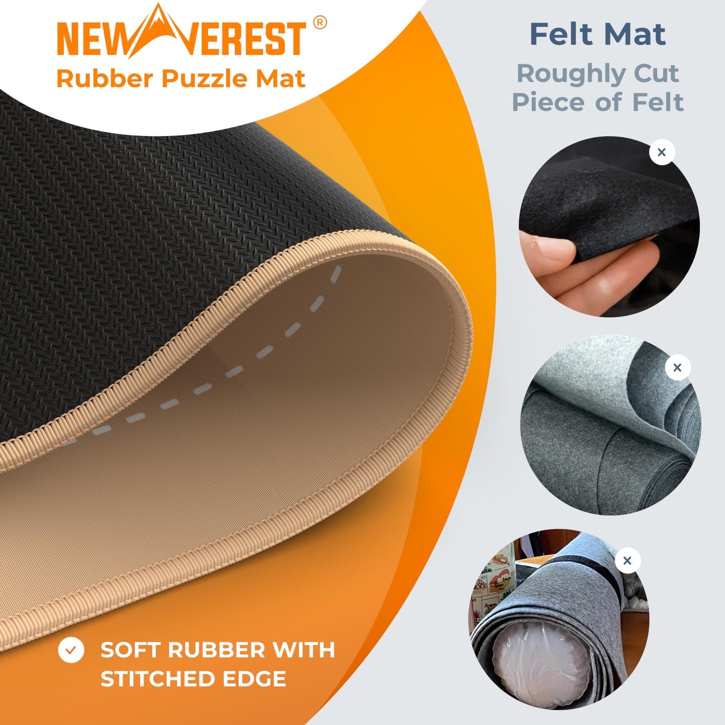 Newverest The Original Puzzle Mat Roll Up – Rose Gold, 46” x 26”, Up to 1500 Pieces, Non-Slip Bottom, 3 Sorting Trays & Travel Bag