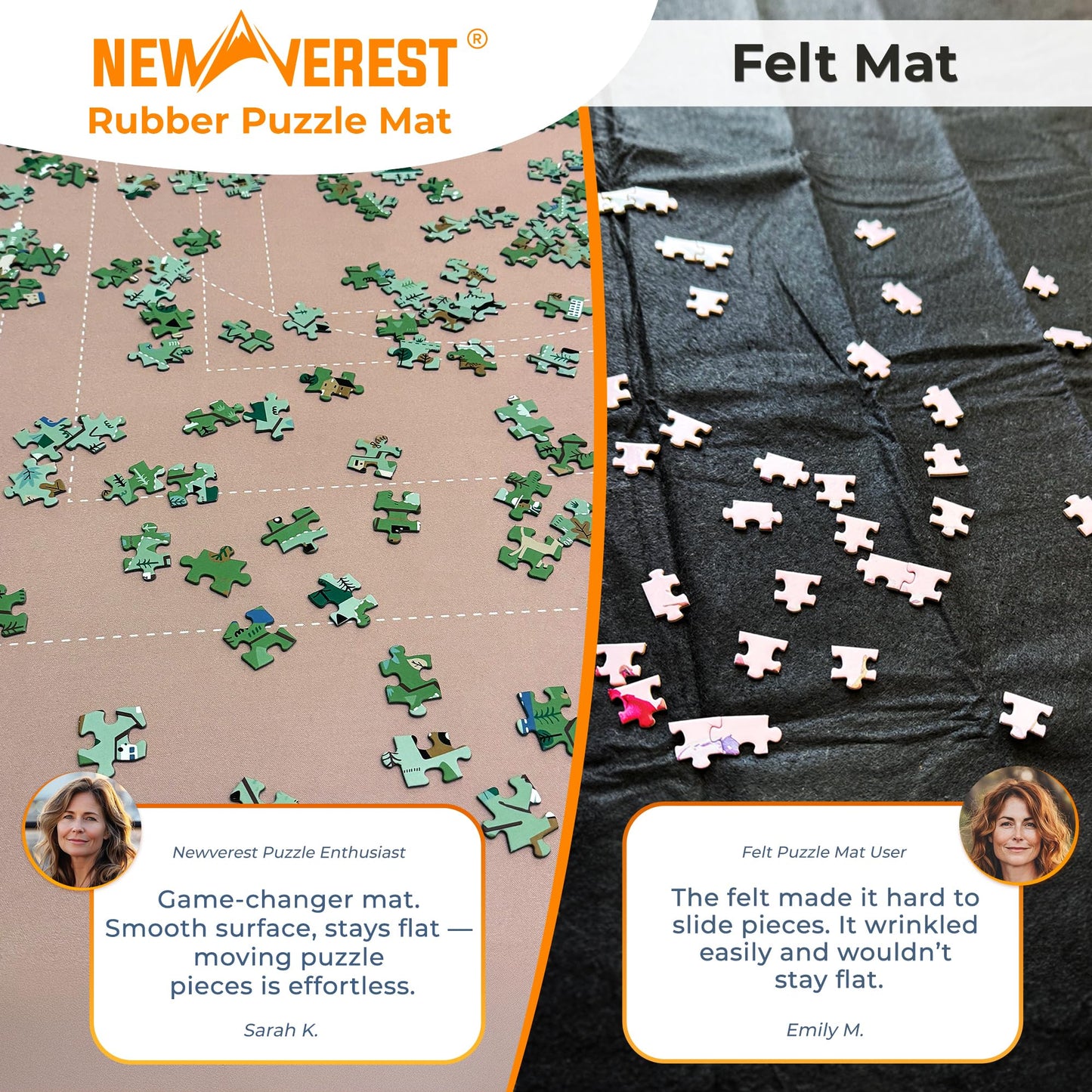 Newverest The Original Puzzle Mat Roll Up – Rose Gold, 46” x 26”, Up to 1500 Pieces, Non-Slip Bottom, 3 Sorting Trays & Travel Bag