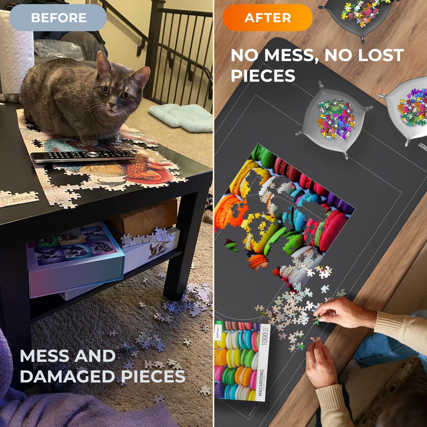 Newverest Puzzle Mat Roll Up – 55x35.5 in Saver with 3 Sorting Trays
