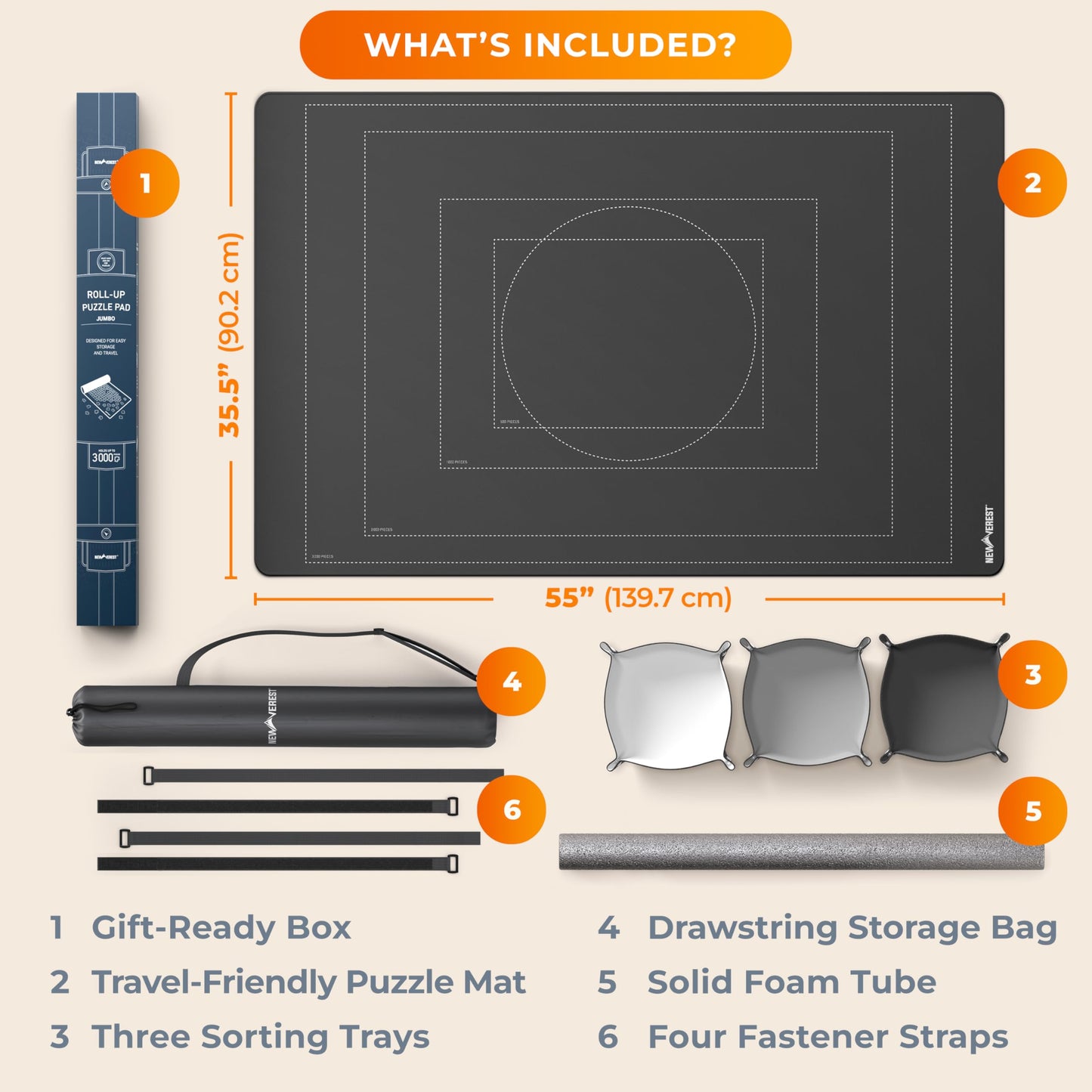 Newverest Puzzle Mat Roll Up – 55x35.5 in Saver with 3 Sorting Trays