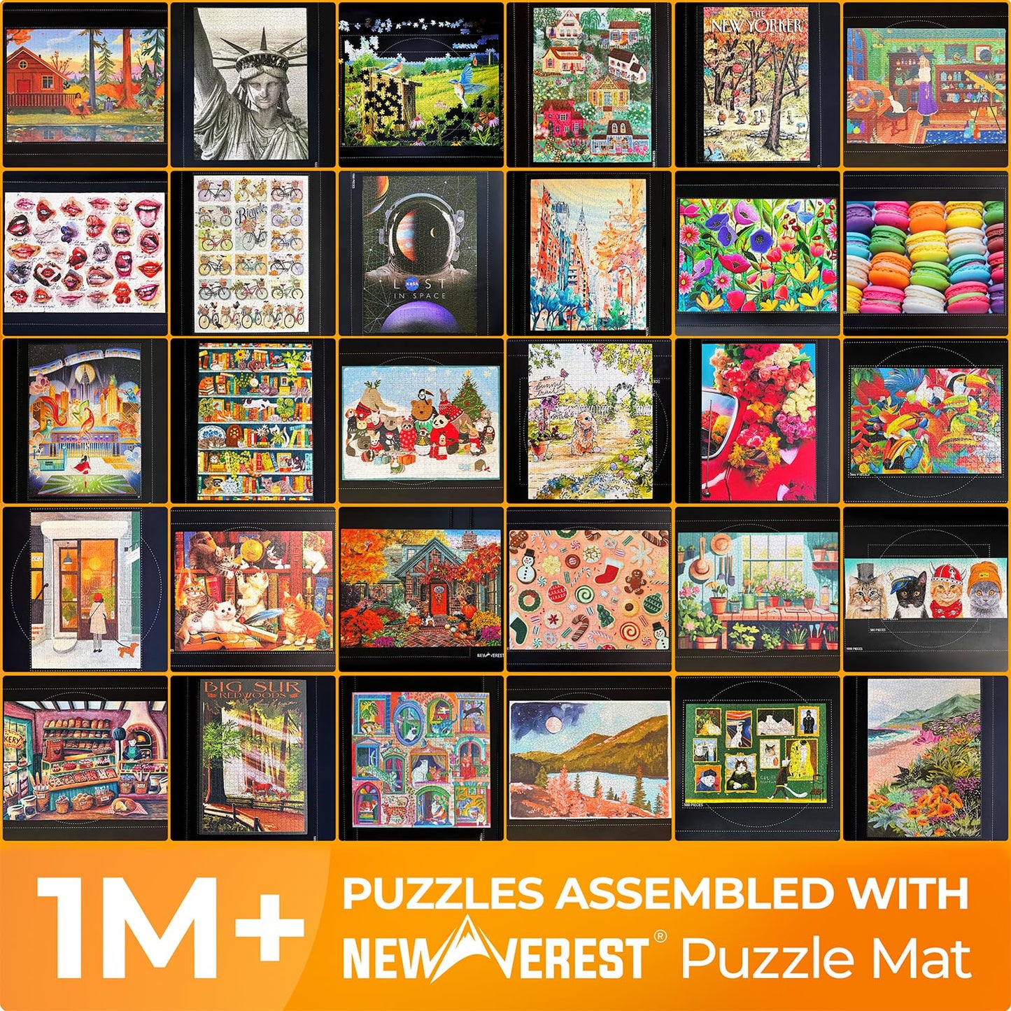 Newverest Original Jigsaw Puzzle Mat Roll Up – 46” x 26” Portable Saver for Up to 1500 Pieces with 3 Sorting Trays