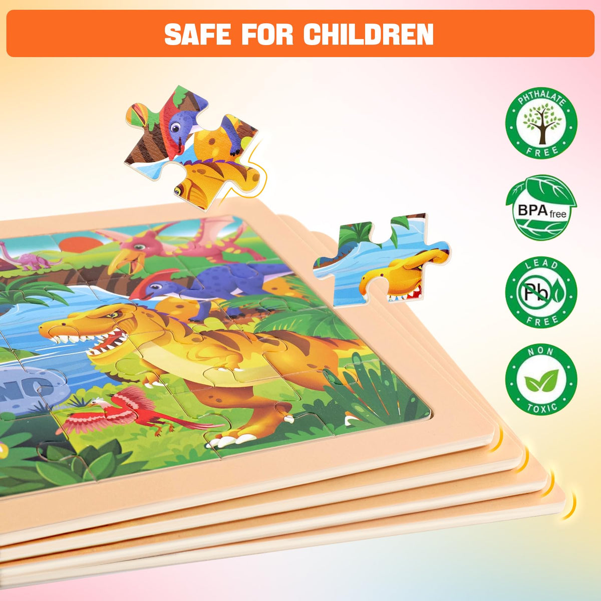 Nexority 4 Pack Wooden Puzzles for Kids 3-8 | Montessori Jigsaw Toys
