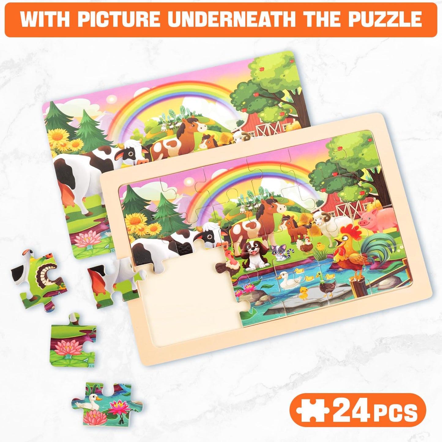 Nexority 4 Pack Wooden Puzzles for Kids 3-8 | Montessori Jigsaw Toys