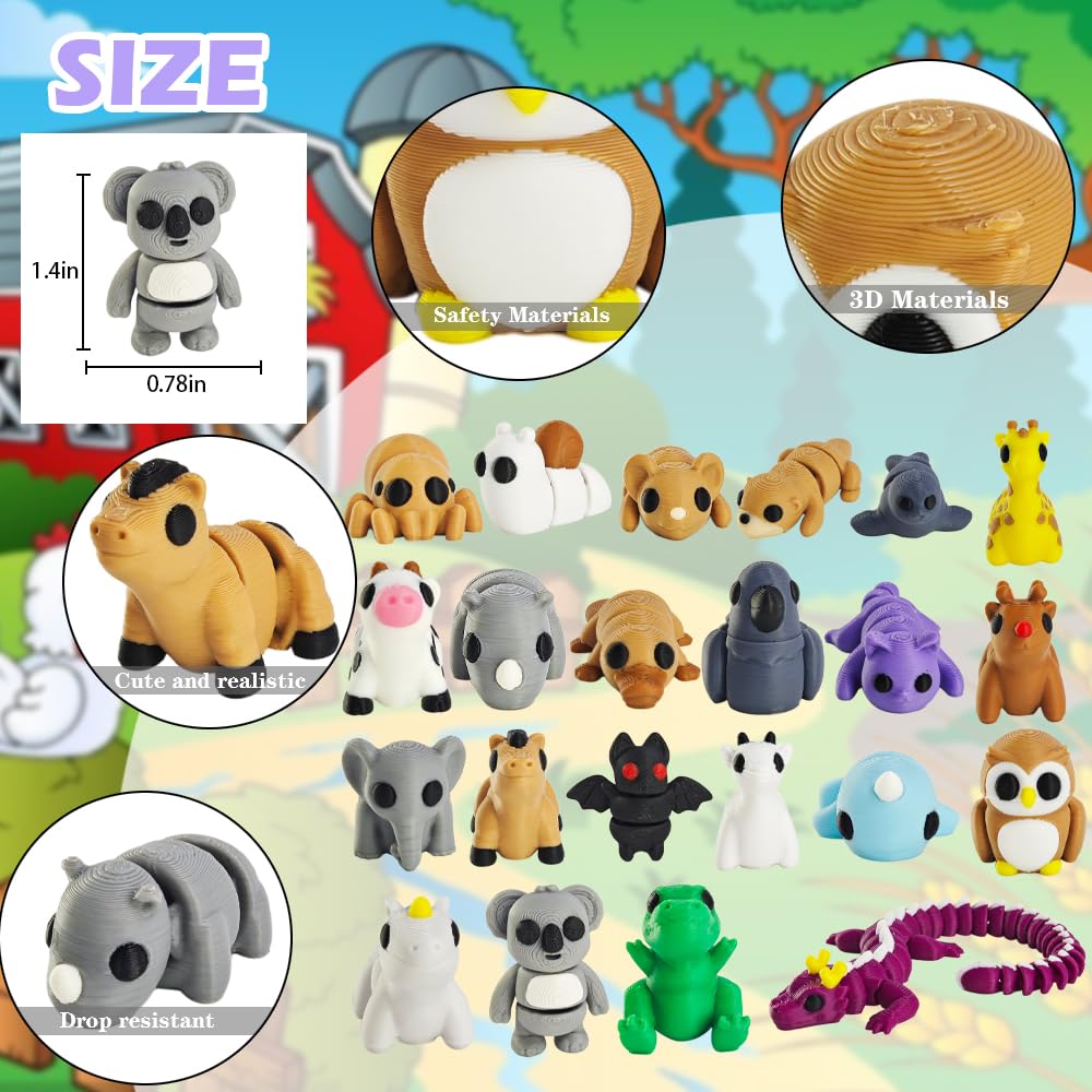 Next Stop M 22-Piece Animal Figurines Set • 3D Printed Articulated Desk Toys