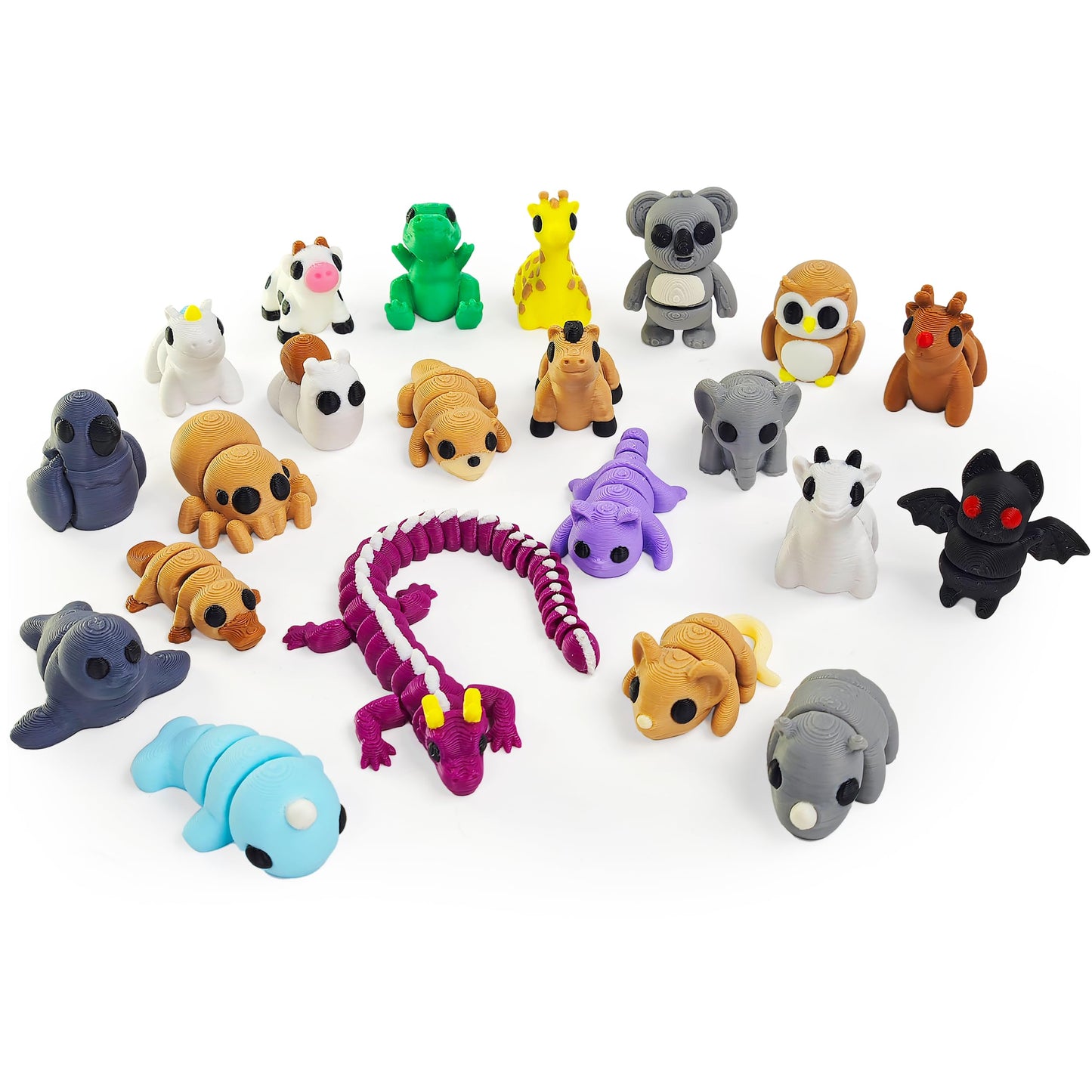 Next Stop M 22-Piece Animal Figurines Set • 3D Printed Articulated Desk Toys