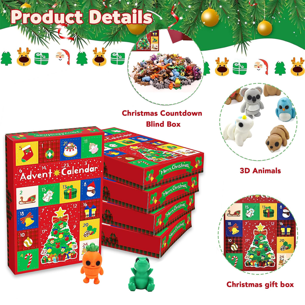 NEXT STOP M 40-Piece 3D Printed Animal Figurines – Random Selection for Advent Calendar & Gifts