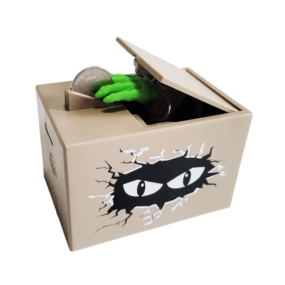 NEXTAKE Ghost Hand Piggy Bank – Funny Coin-Grab Prank Toy (Grey)