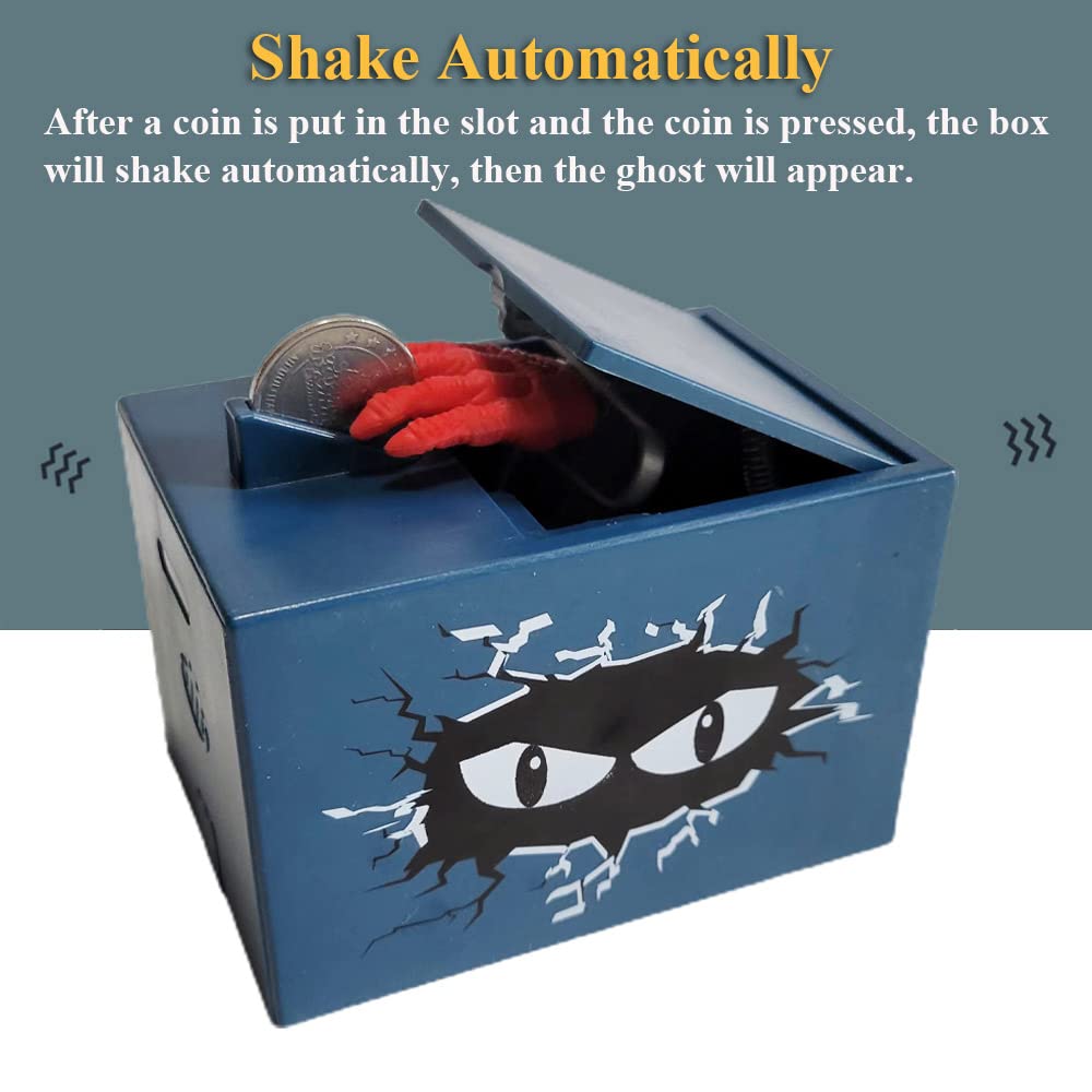 NEXTAKE Ghost Hand Piggy Bank – Funny Coin-Grab Prank Toy (Grey)