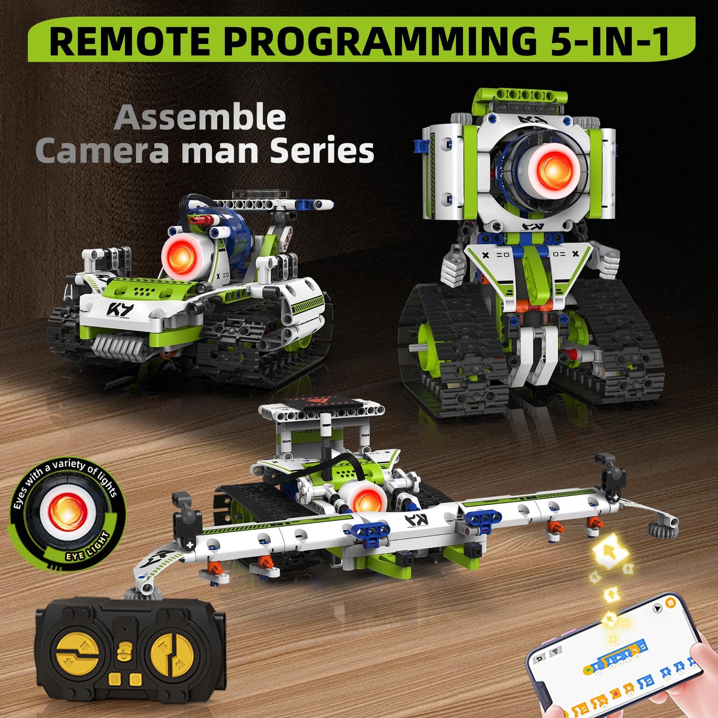 NEXTJOY STEM Robot Building Kit for Kids 8-12 | 5-in-1 Remote & App Programmable Set