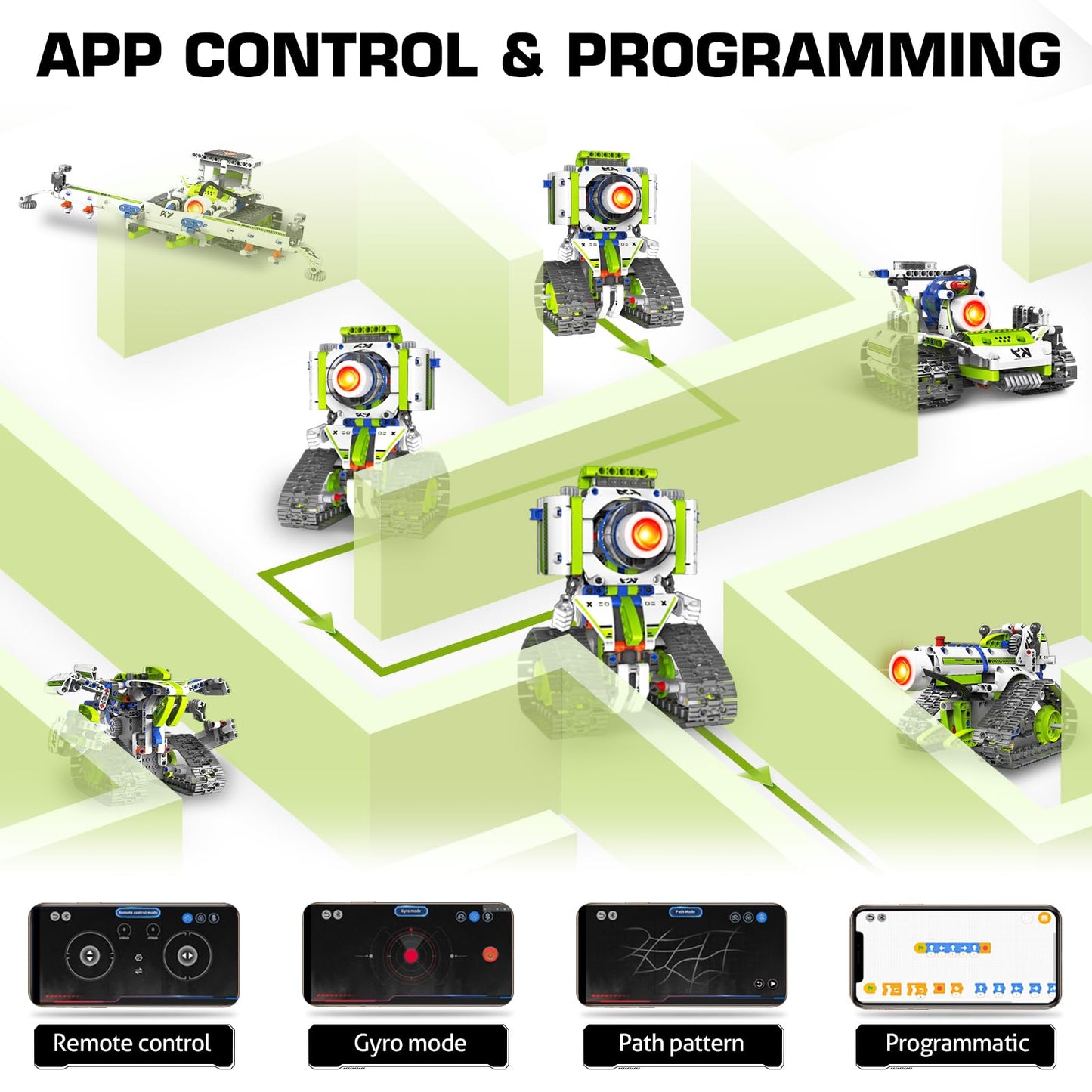 NEXTJOY STEM Robot Building Kit for Kids 8-12 | 5-in-1 Remote & App Programmable Set