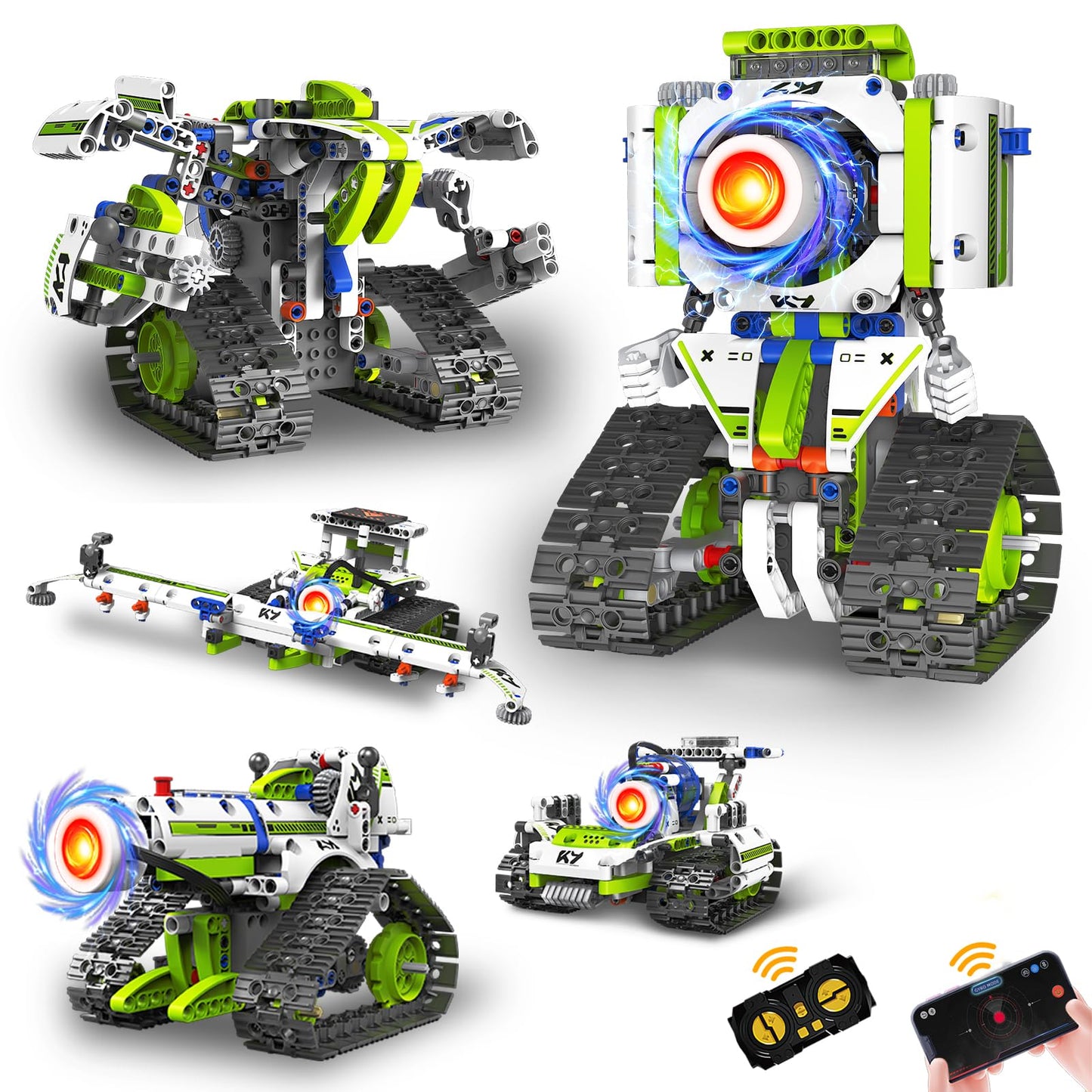 NEXTJOY STEM Robot Building Kit for Kids 8-12 | 5-in-1 Remote & App Programmable Set