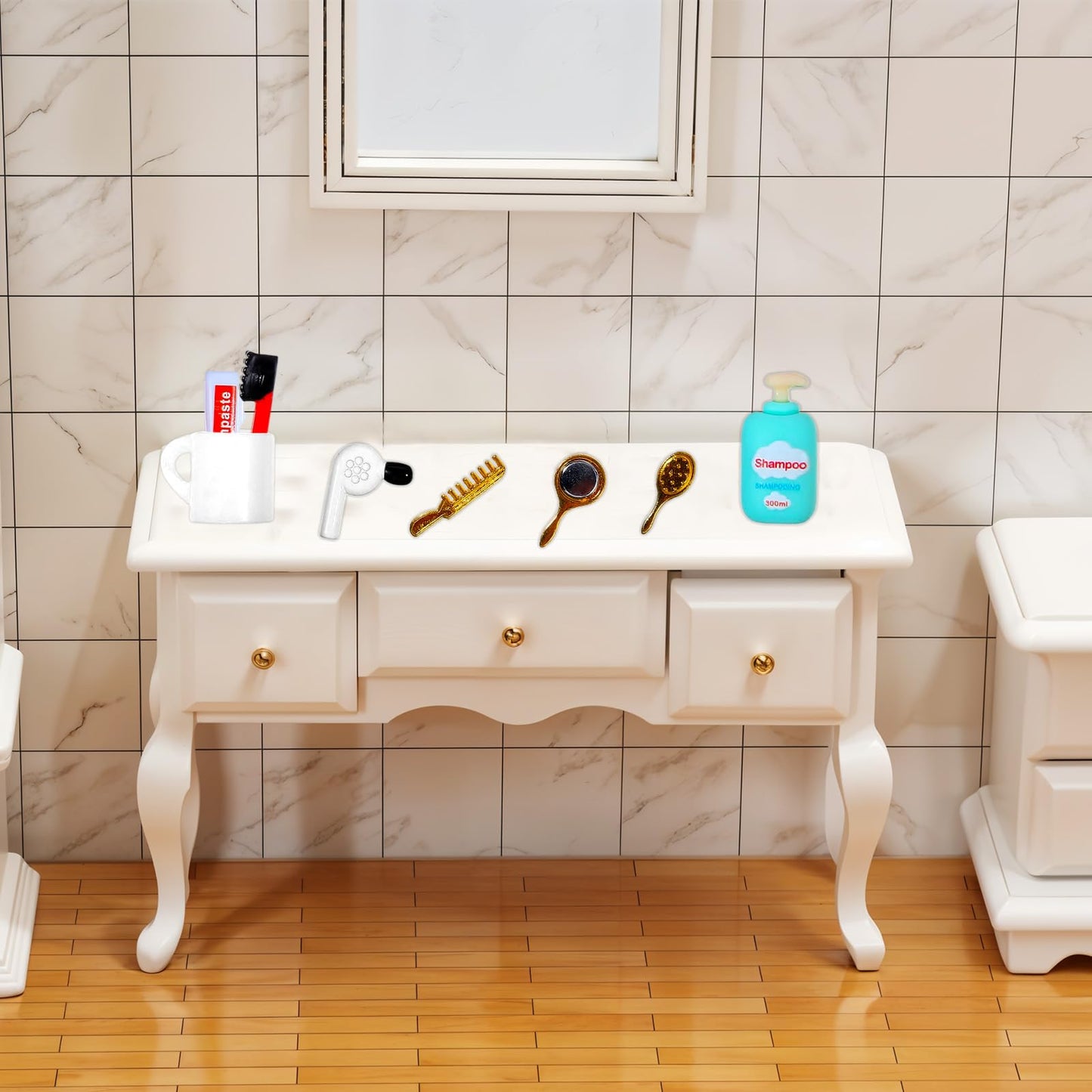 Neyauo 15-Piece Dollhouse Bathroom Accessories Set – Miniature Bath Decor
