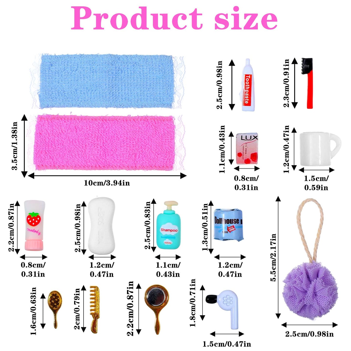 Neyauo 15-Piece Dollhouse Bathroom Accessories Set – Miniature Bath Decor