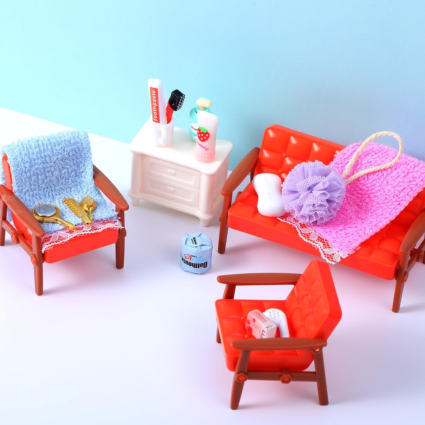 Neyauo 15-Piece Dollhouse Bathroom Accessories Set – Miniature Bath Decor