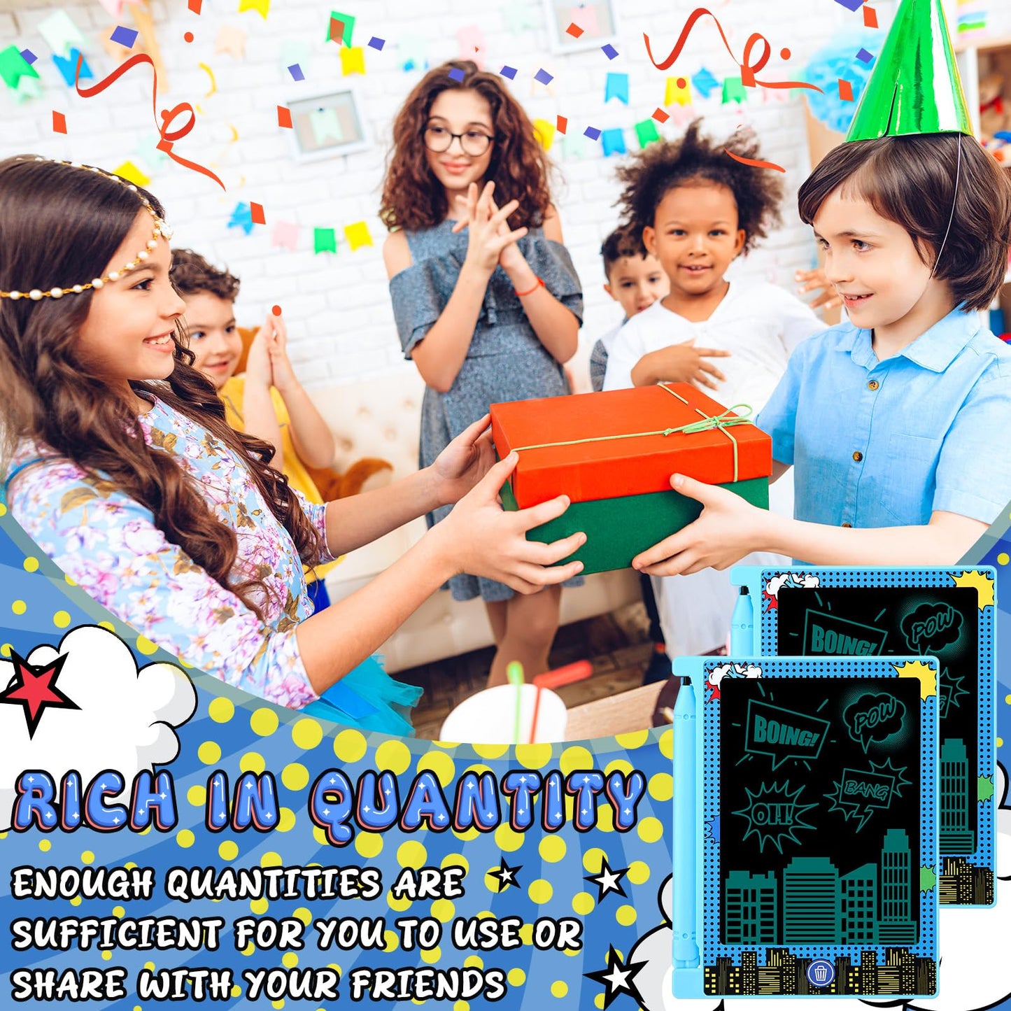 Nezyo 12-Pack Comics Party Favors: 4.6-Inch LCD Doodle Boards for Kids