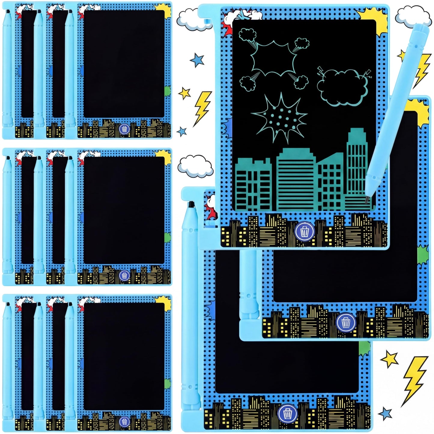Nezyo 12-Pack Comics Party Favors: 4.6-Inch LCD Doodle Boards for Kids