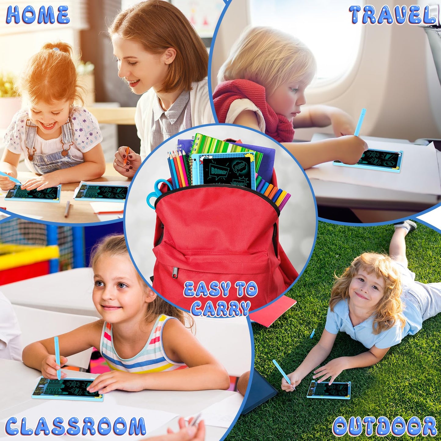 Nezyo 12-Pack Comics Party Favors: 4.6-Inch LCD Doodle Boards for Kids