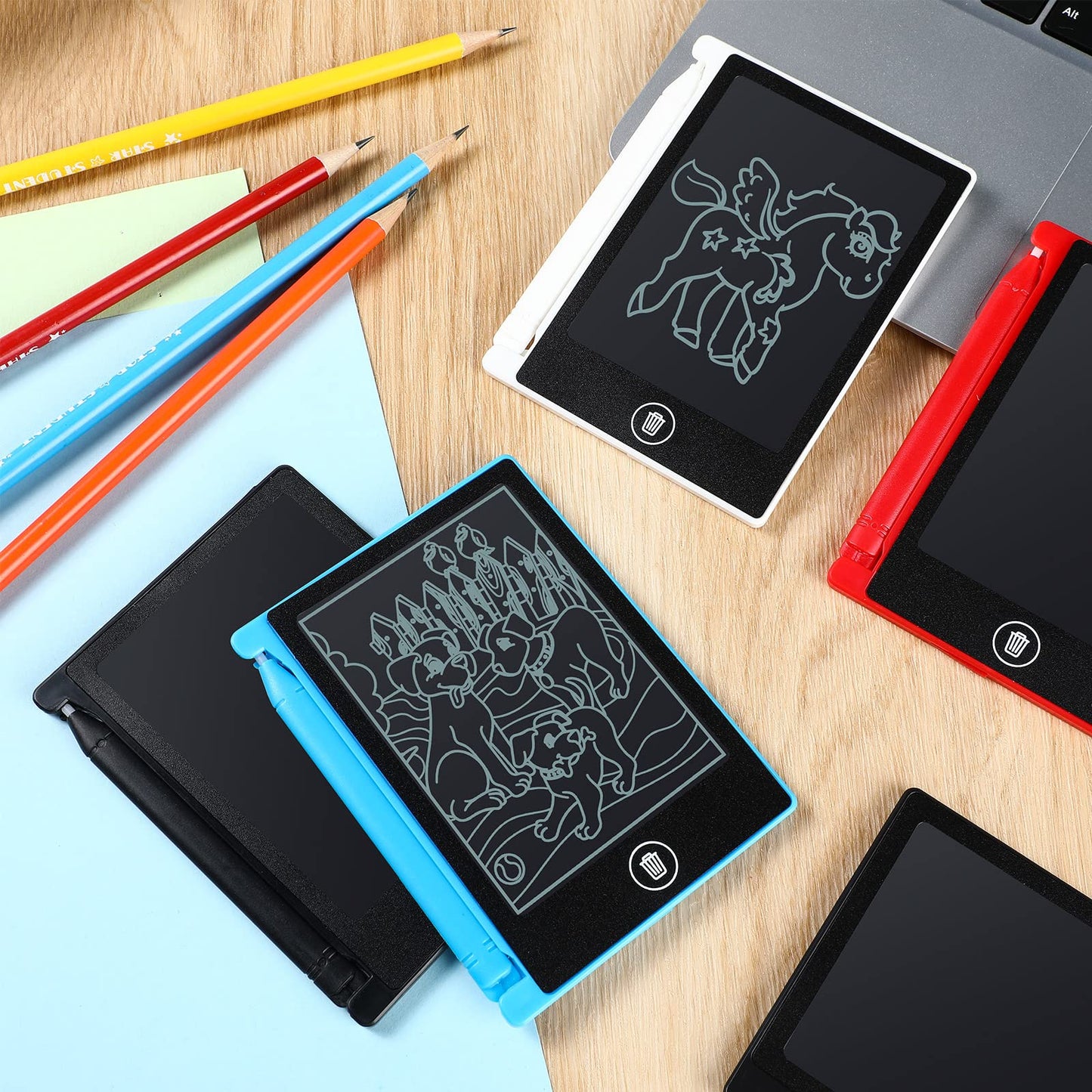 Nezyo 16-Piece Mini LCD Writing Tablet Set – Colorful Doodle Boards for Kids (4.5-inch)