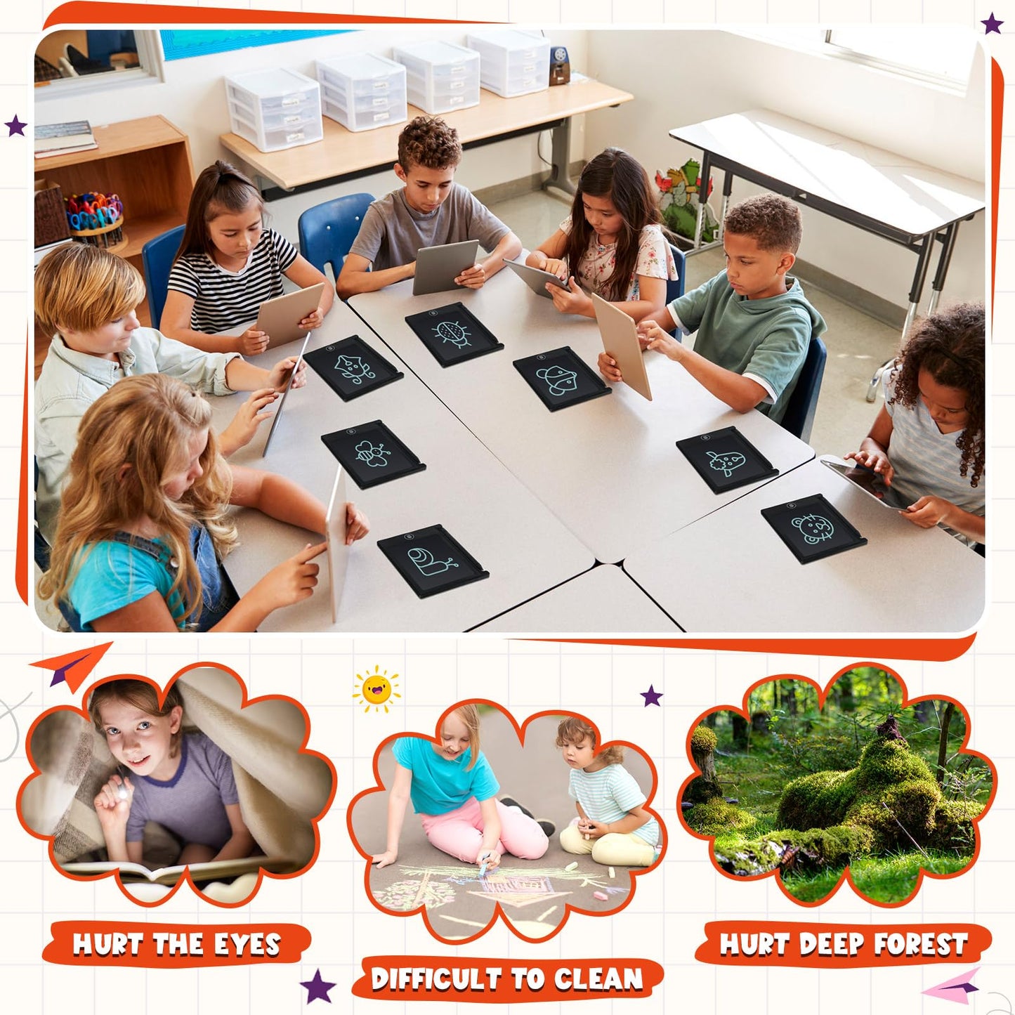 Nezyo 16 Pieces Mini LCD Writing Tablet – 4.5 Inch Doodle Board for Kids, Reusable 16-Pack (Black)