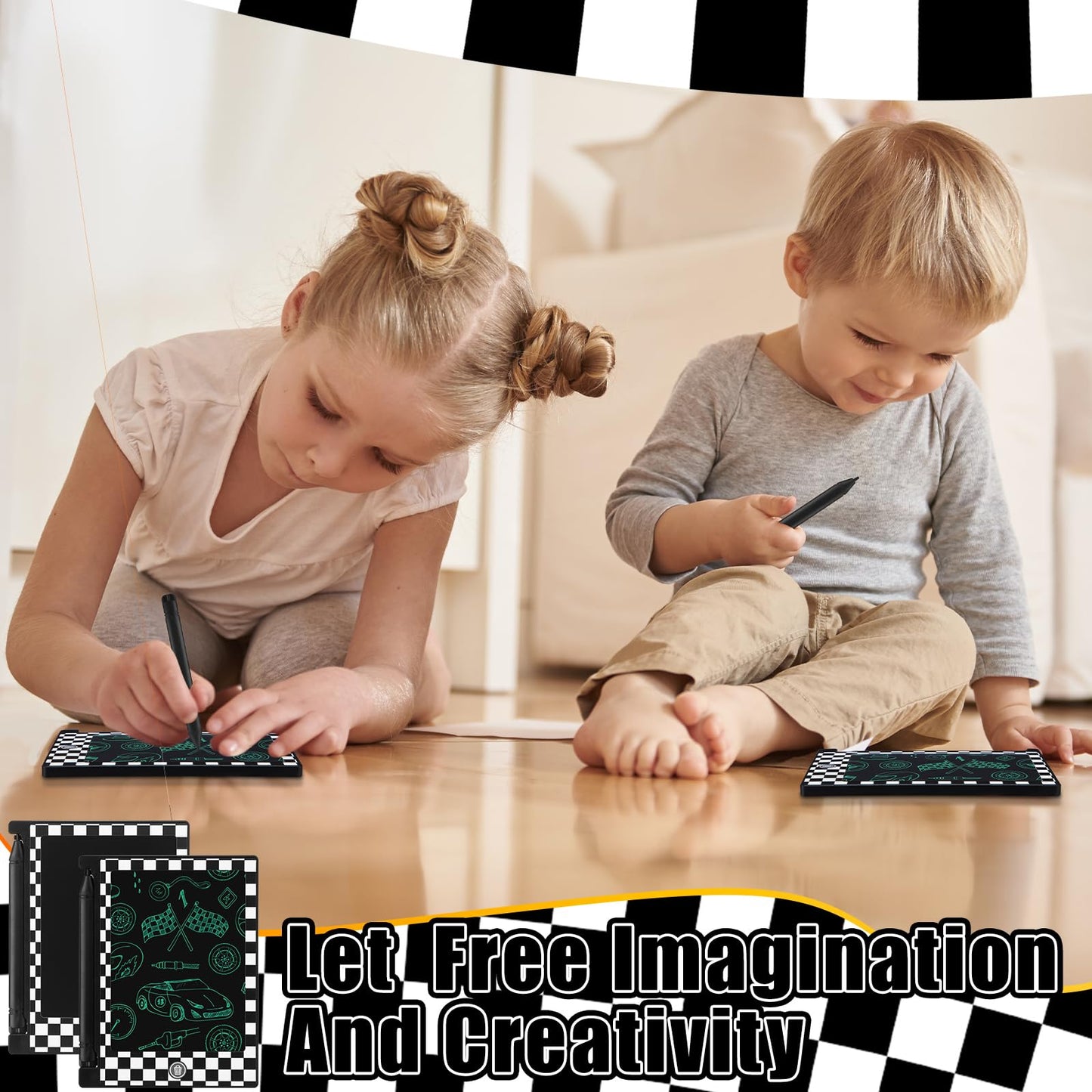 Nezyo 12 Pack Race Car LCD Writing Tablets for Kids – 4.6-Inch Erasable Mini Drawing Pads