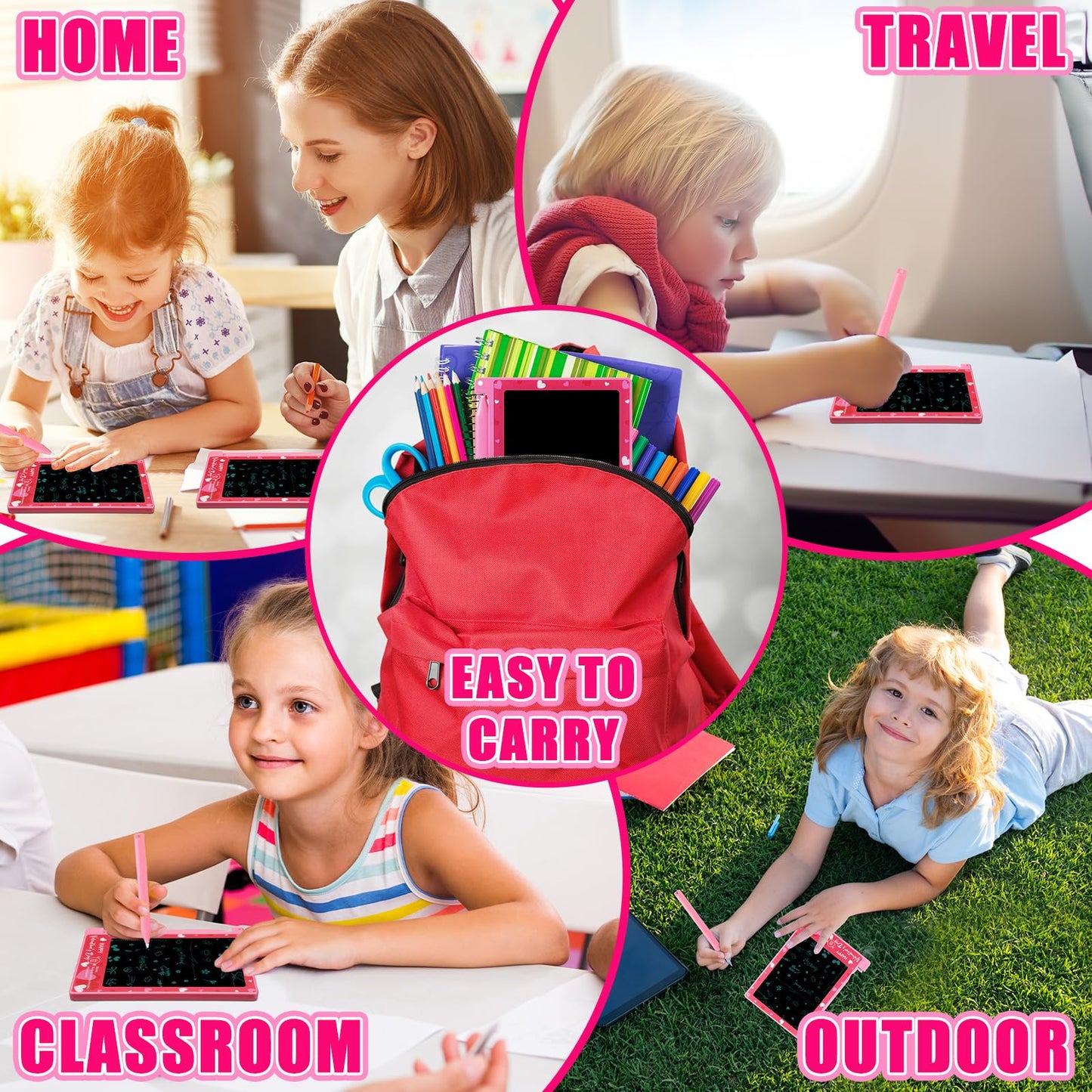 Nezyo 12-Pack Valentines Day LCD Writing Tablets for Kids – 4.4-Inch Colorful Doodle Boards for Classroom & Party Favors