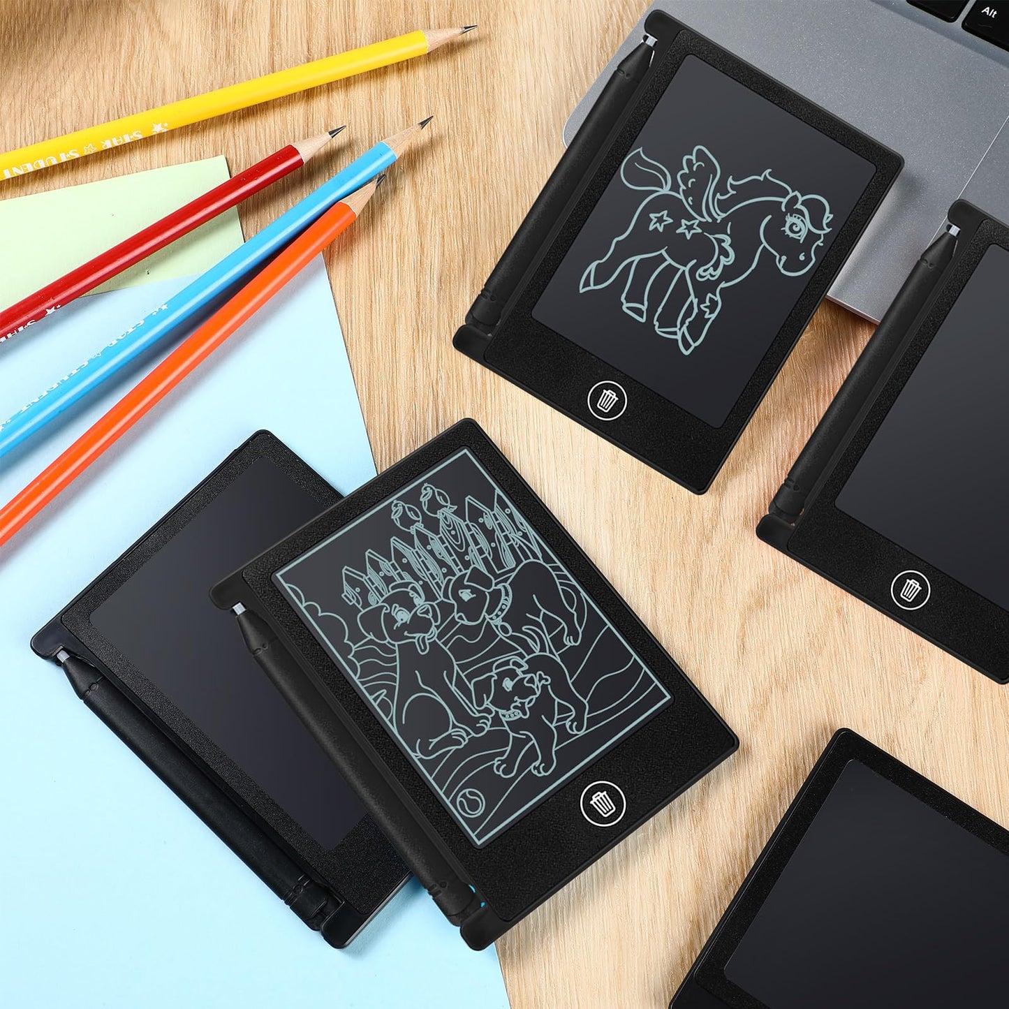 Nezyo 16 Pieces Mini LCD Writing Tablet – 4.5 Inch Doodle Board for Kids, Reusable 16-Pack (Black)