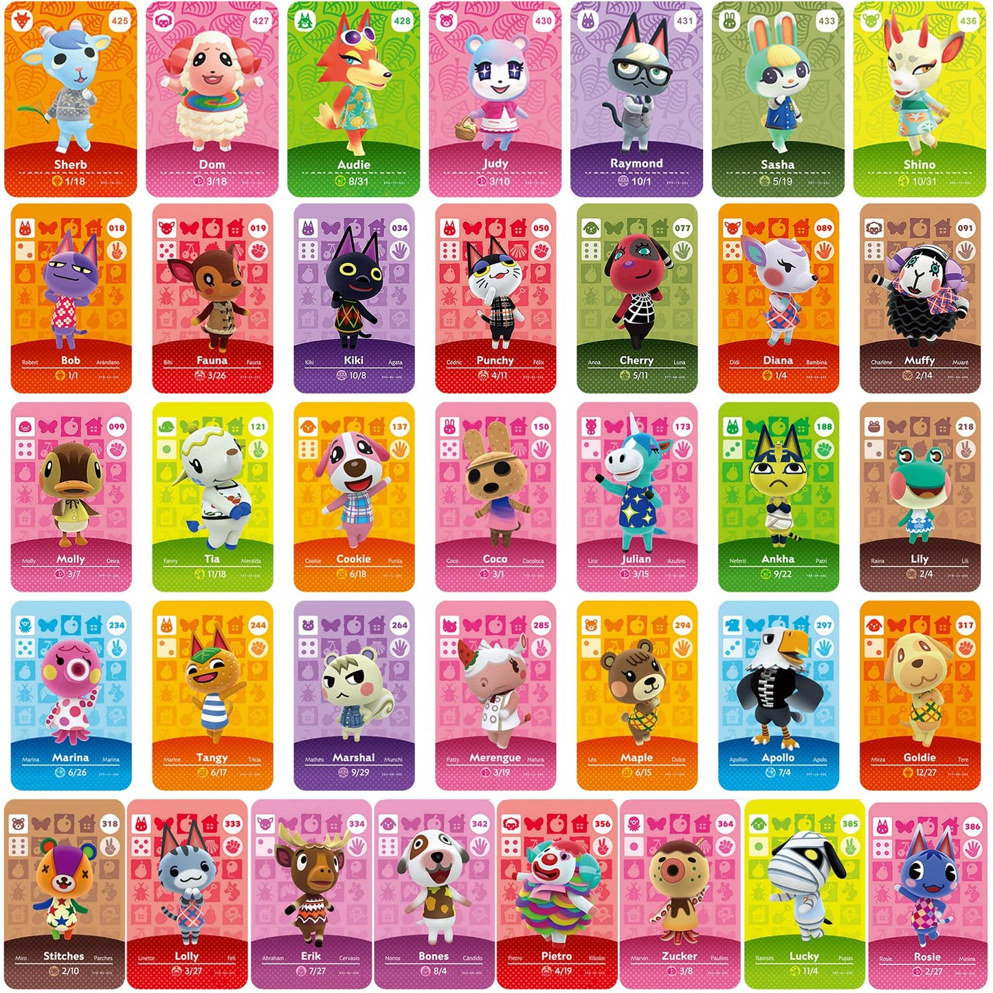 36Pcs NFC Villager Animals Cards – Waterproof Mini NFC Cards with Built-In Chip