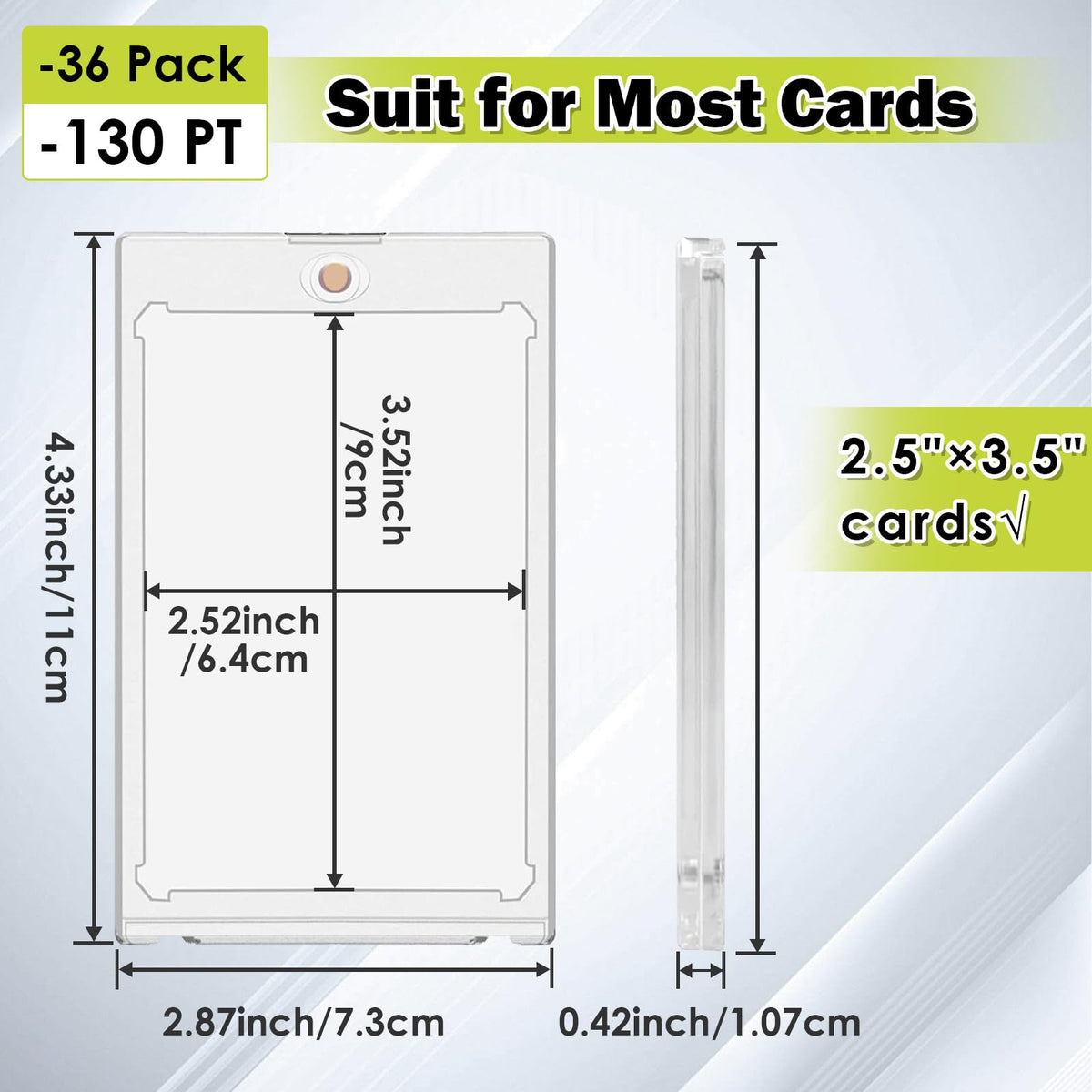 Ngdiluxury 130pt Magnetic Card Holders – 36 Pack Top-Load Card Protectors for Trading Cards