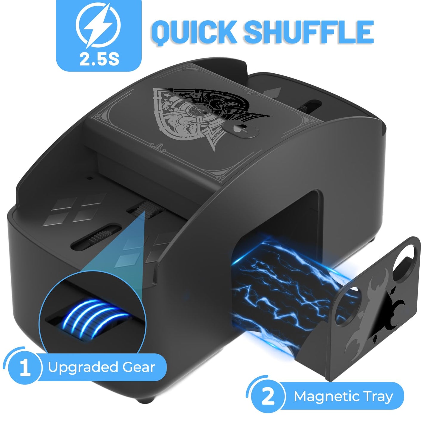 Ni-SHEN Fully Automatic Card Shuffler 1-4 Deck | Low-Noise, USB/Battery Powered