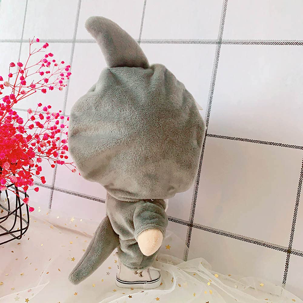 niannyyhouse Shark Clothes 20cm Plush Doll Set – Gray Pajamas (2-Piece)