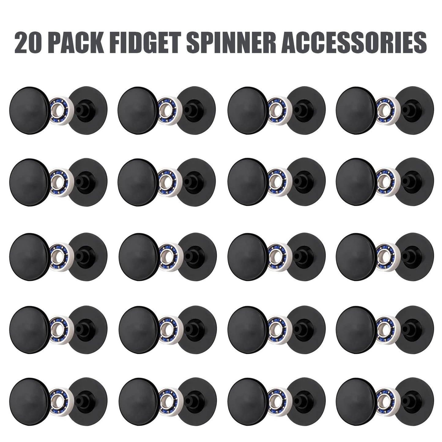 NiArt 20 Pack Fidget Spinner Bearing & Cap Replacement Set – MR137 13x7x4mm Chrome Steel Bearings