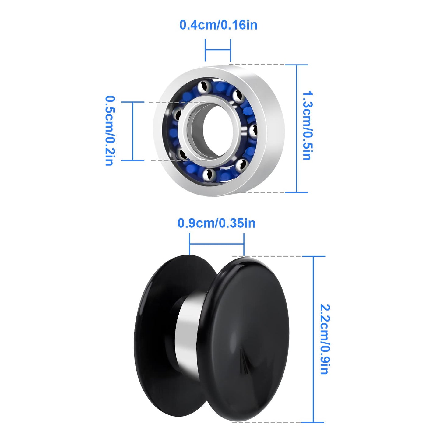 NiArt 16 Pack Fidget Spinner Bearing & Cap Replacement Set — MR137 High-Speed 13x7x4mm Chrome Steel Bearings