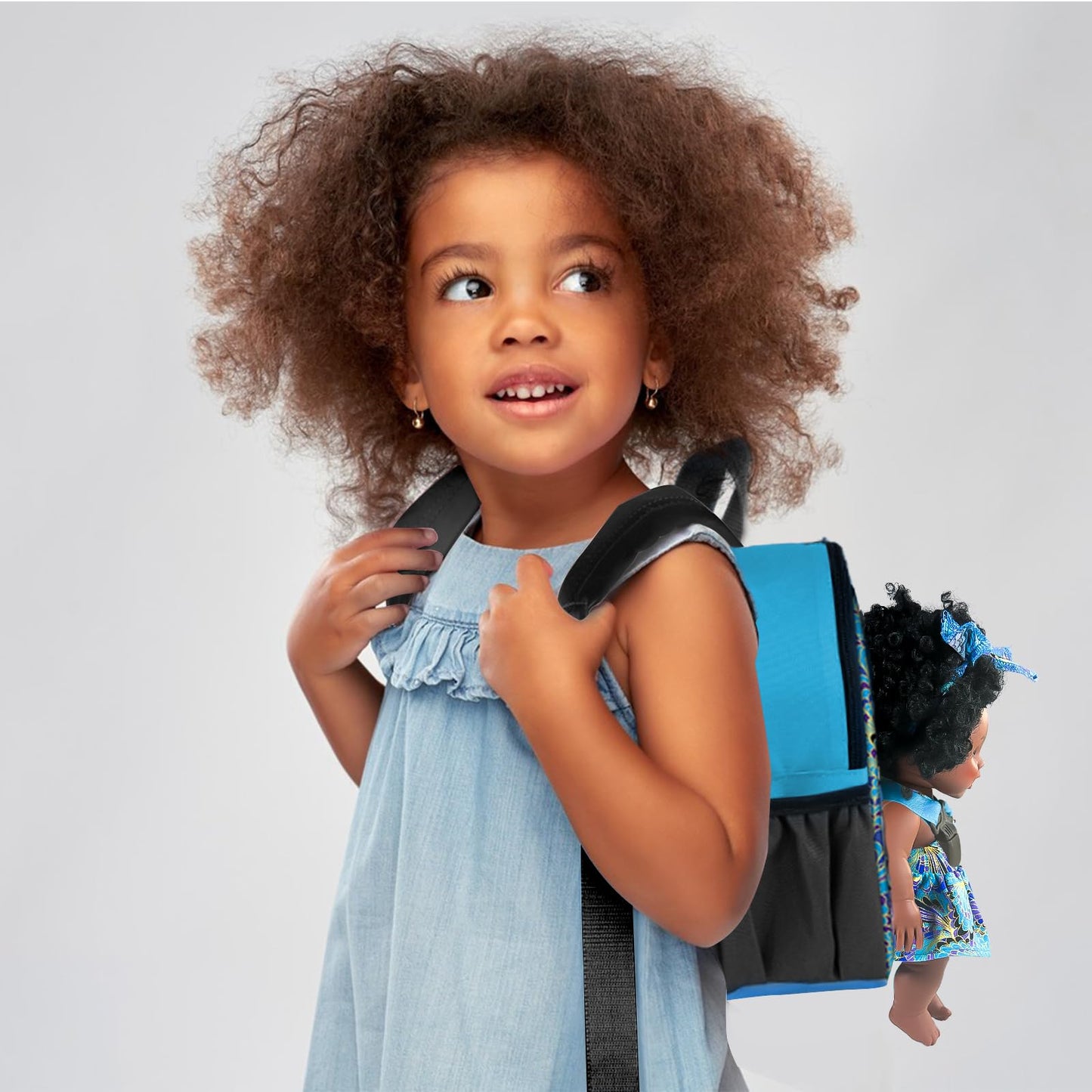 Nice2you Black Baby Doll with Backpack Carrier - 10in for Ages 2+