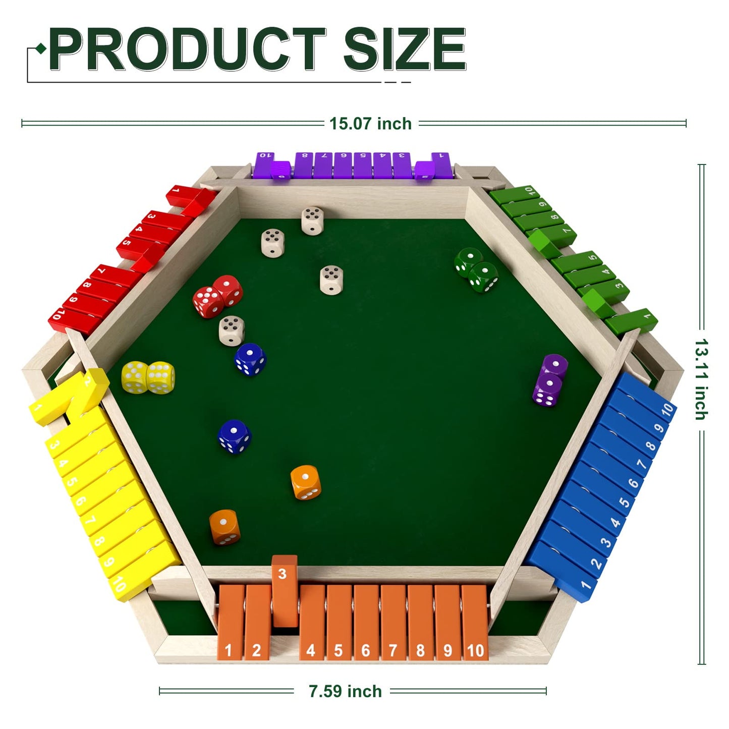 Nicecho Shut The Box Dice Game — Wooden Tabletop Fun for 1-6 Players, Family & Classroom