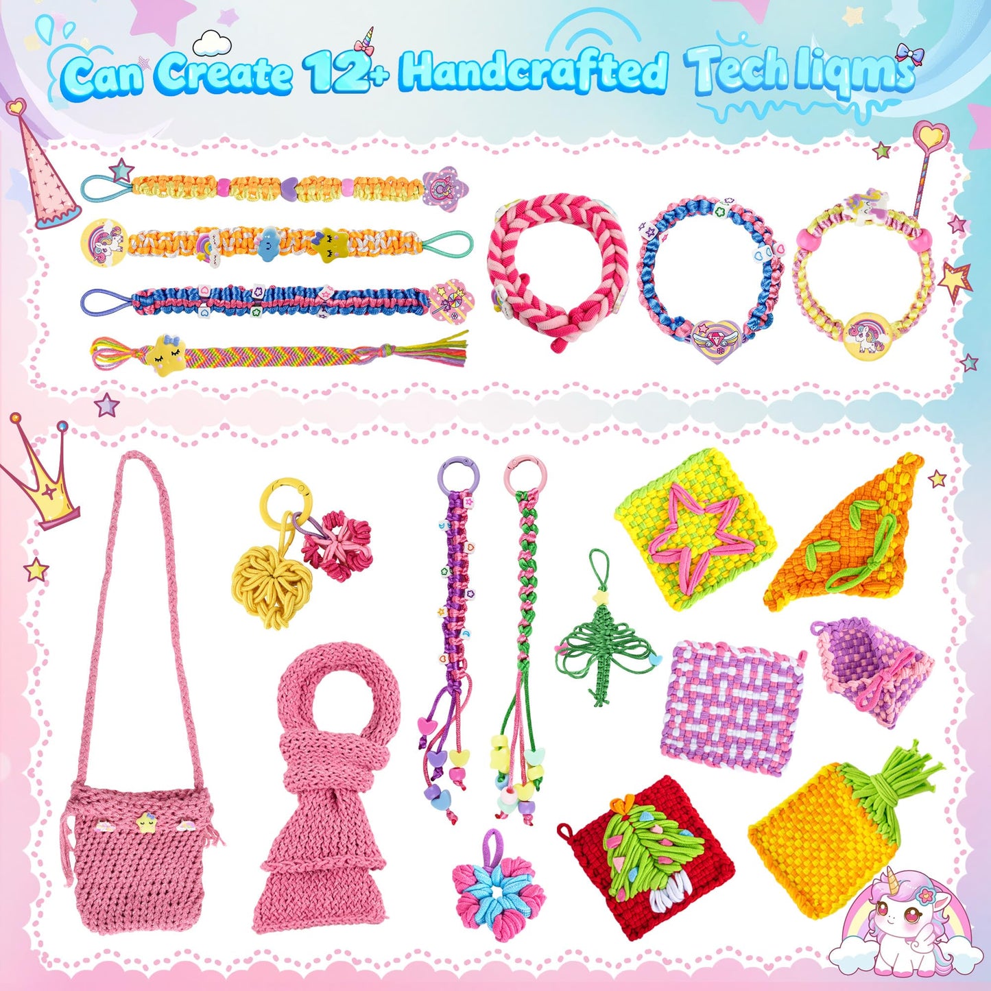 Nicella 6-in-1 Friendship Bracelet Making Kit | Weaving Loom Kit for Kids | 500+ Craft Accessories
