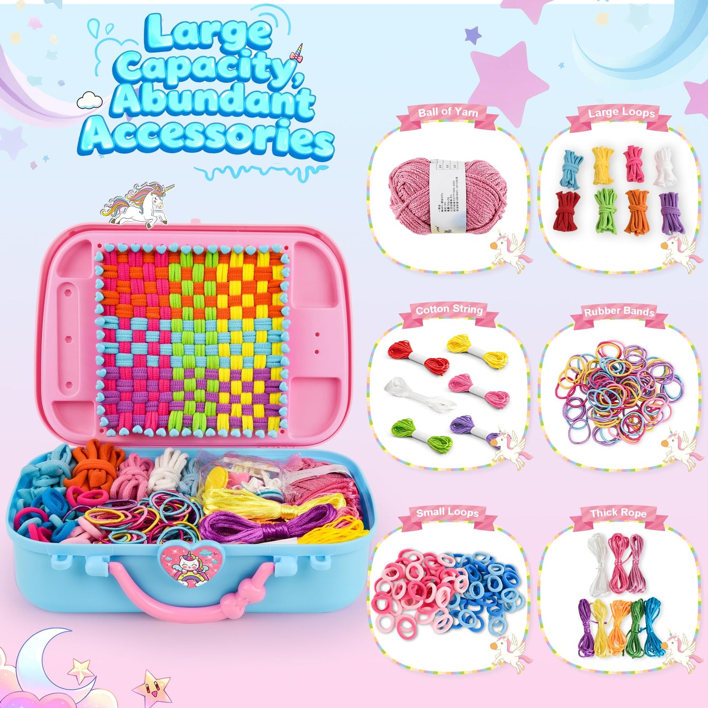 Nicella 6-in-1 Friendship Bracelet Making Kit | Weaving Loom Kit for Kids | 500+ Craft Accessories