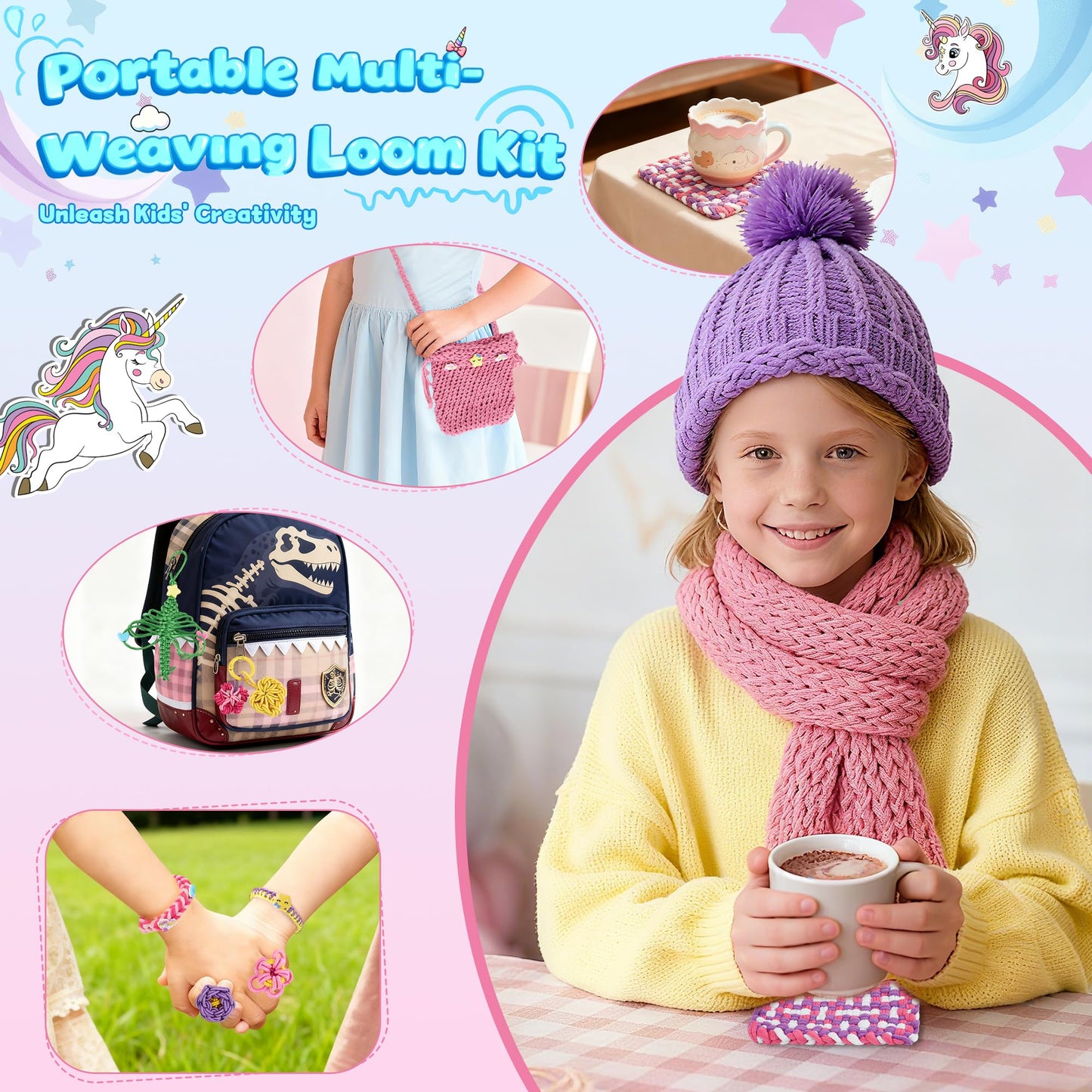 Nicella 6-in-1 Friendship Bracelet Making Kit | Weaving Loom Kit for Kids | 500+ Craft Accessories