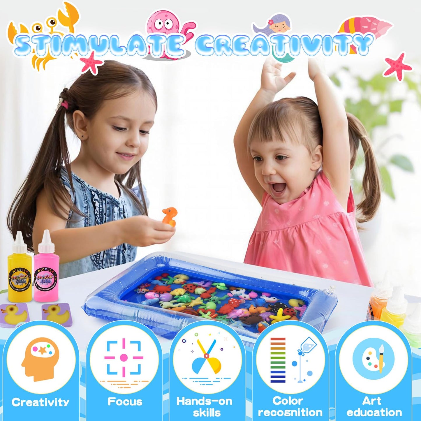 Nicella Magic Gel Water Elf Kit – 20 Aqua Gels & 20 Molds for Kids Aged 3-9 (60ml)