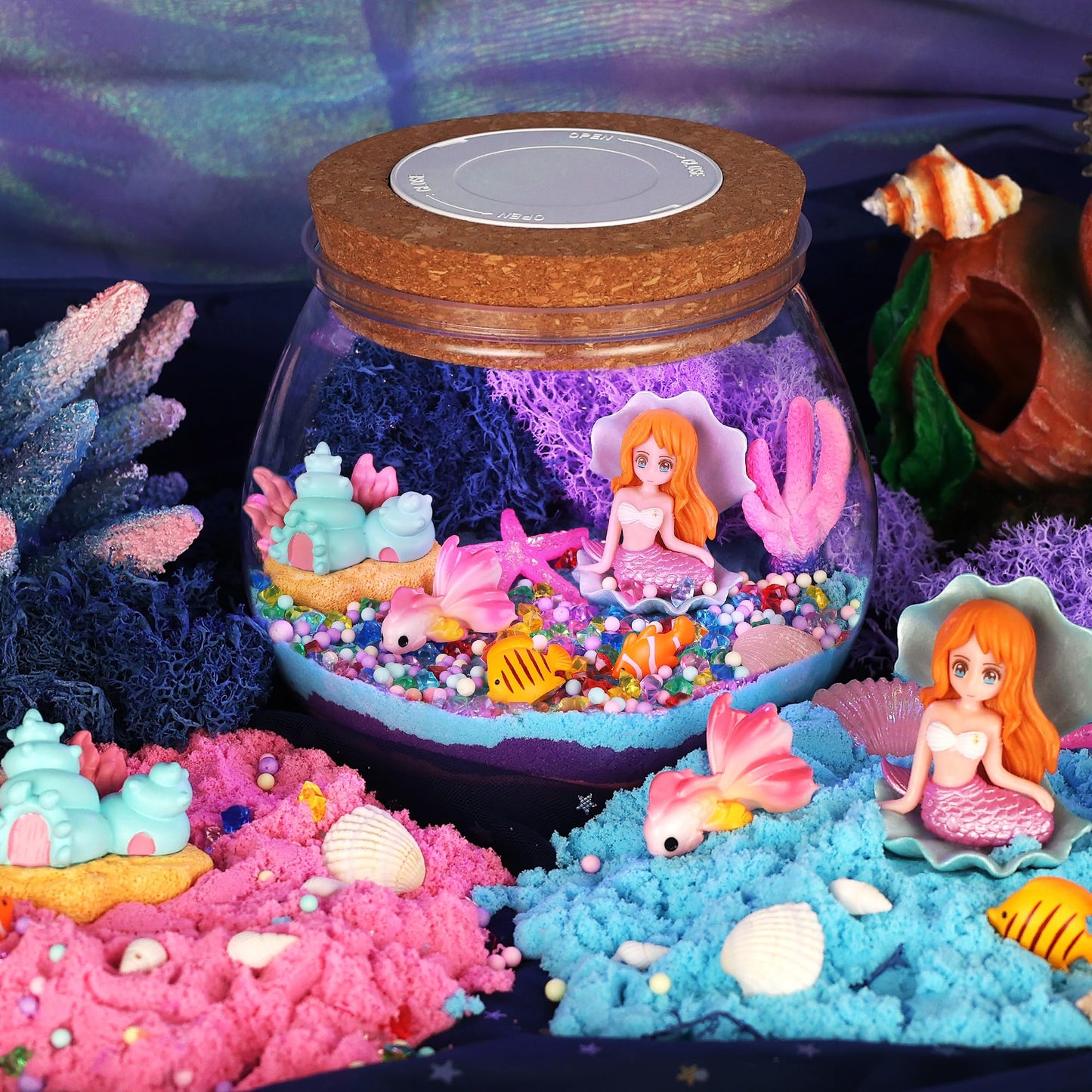 Nicella Mermaid Terrarium Crafts Kit for Kids – LED Night Light with Remote
