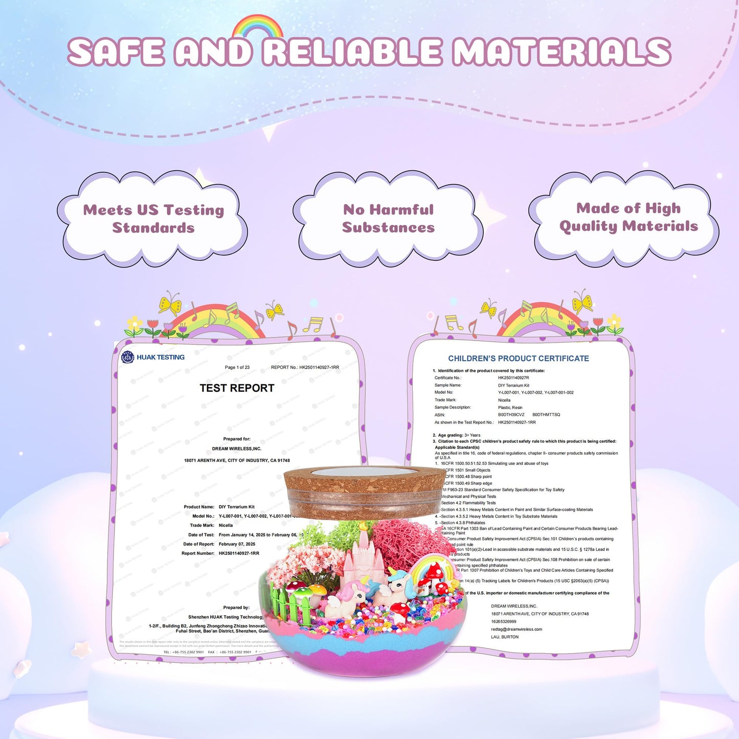 Nicella Unicorn Light-Up Terrarium Kit | DIY Unicorn Garden & LED Night Light for Kids 4–12