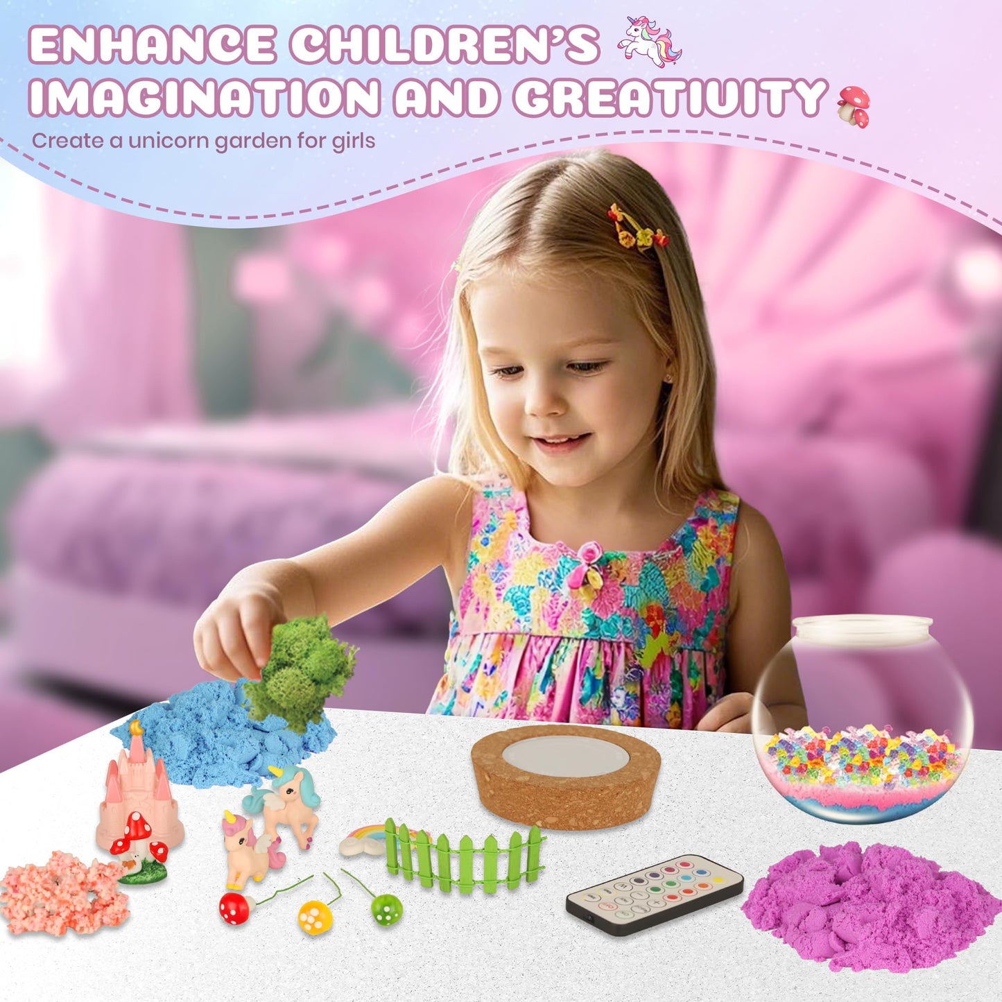 Nicella Unicorn Light-Up Terrarium Kit | DIY Unicorn Garden & LED Night Light for Kids 4–12