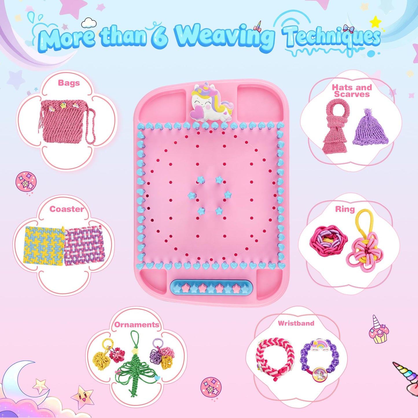 Nicella 6-in-1 Friendship Bracelet Making Kit | Weaving Loom Kit for Kids | 500+ Craft Accessories