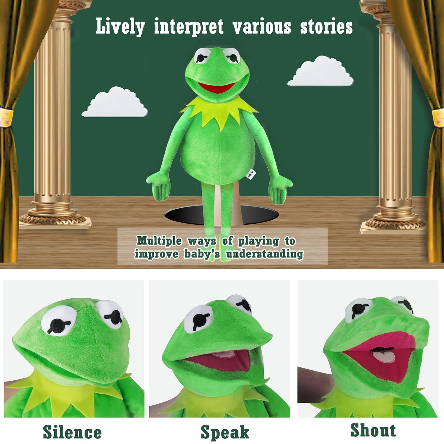 NICERINC Kermit Frog Puppet - The Muppets Show Hand Plush, 60cm