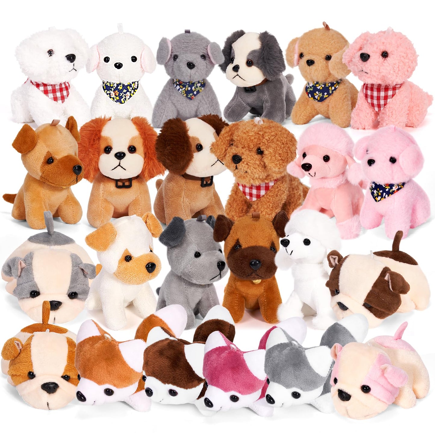 Niceup 24Pcs Small Dog Plush Toys – Classroom Party Favors & Stocking Stuffers