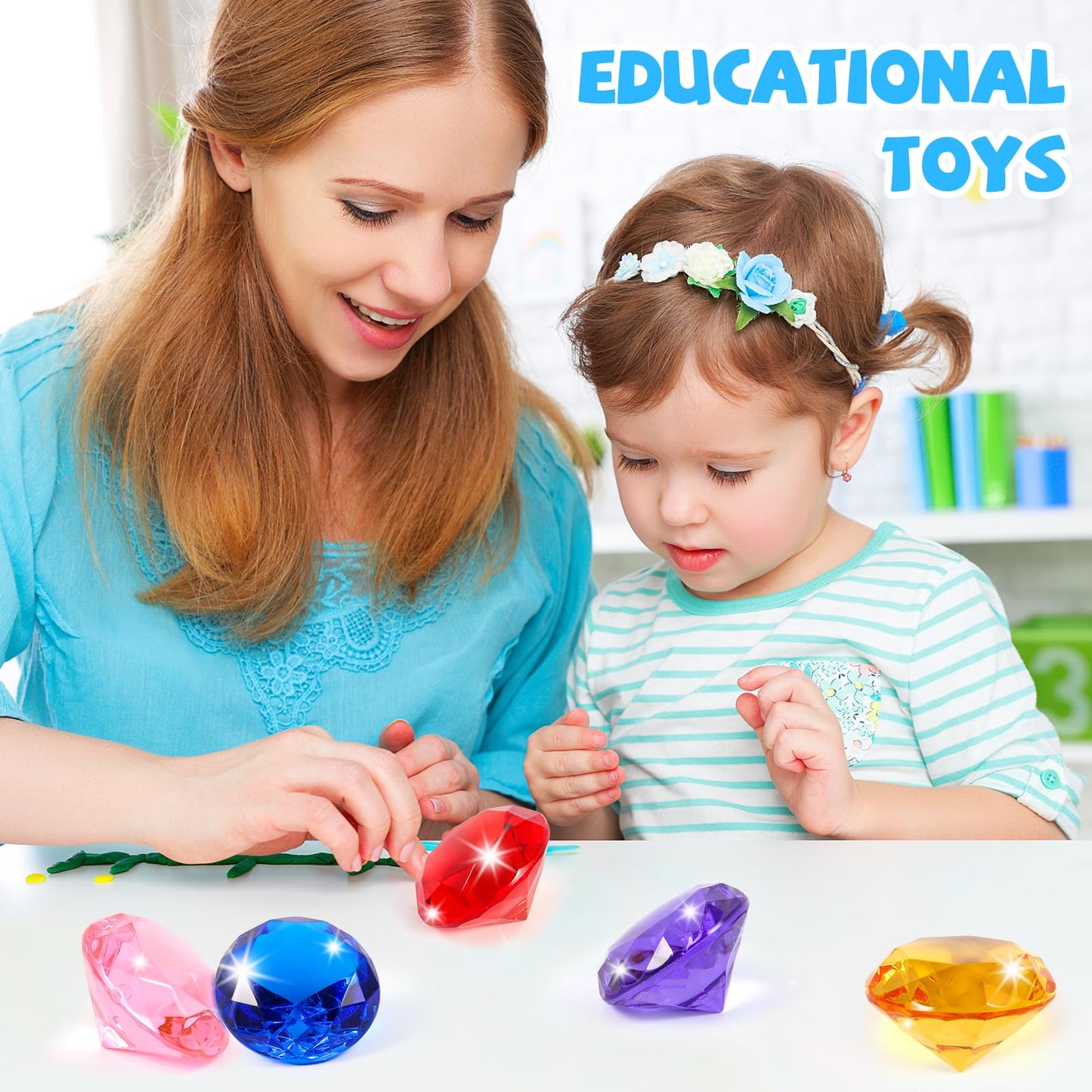 Niceup 26pcs Big Diving Gems – 1.57in Acrylic Diamonds for Kids, Party Favors & Easter Egg Fillers