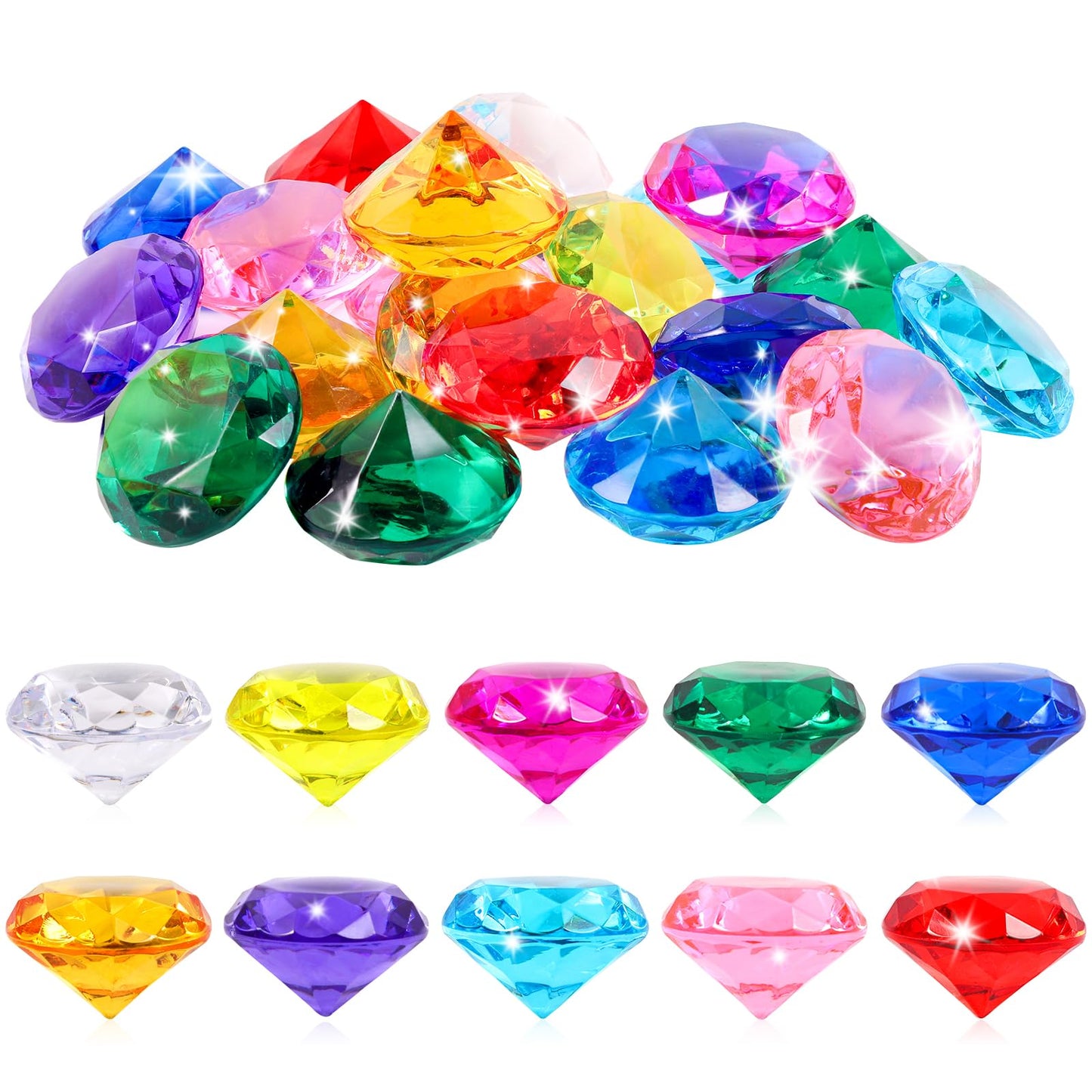 Niceup 26pcs Big Diving Gems – 1.57in Acrylic Diamonds for Kids, Party Favors & Easter Egg Fillers