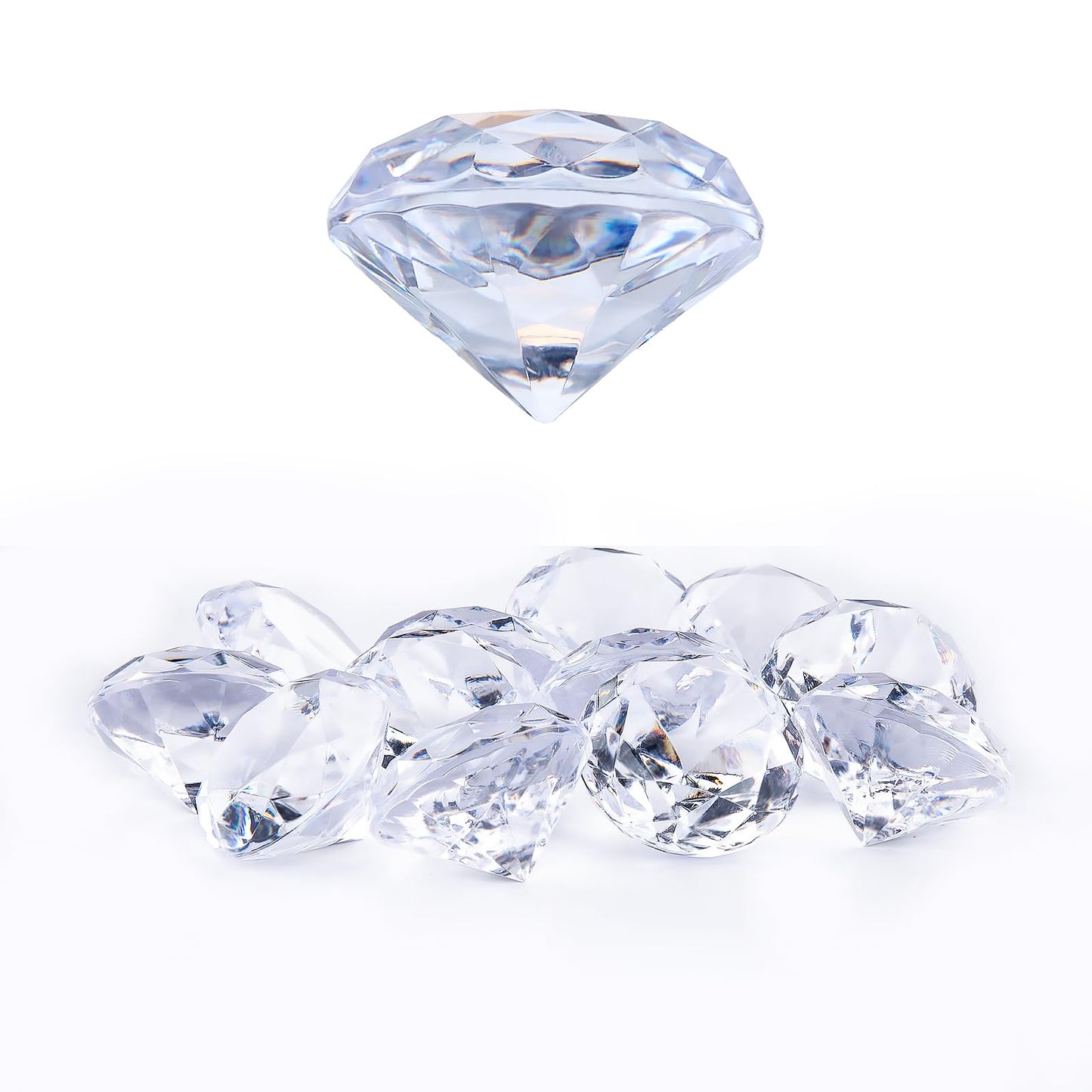 Niceup 26pcs Clear Acrylic Diamonds – 1.57in Gem Toys for Kids, Party Decor & Pool Fun