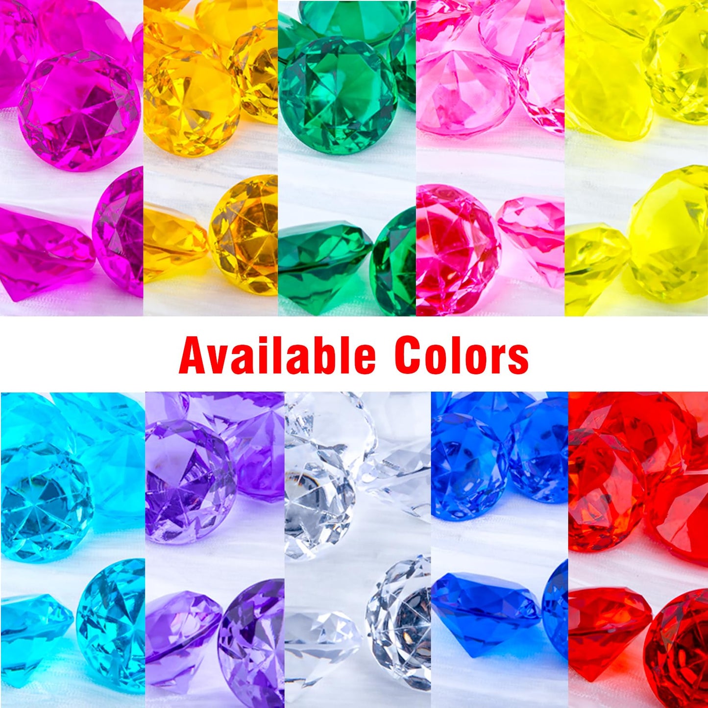 Niceup 26pcs Clear Acrylic Diamonds – 1.57in Gem Toys for Kids, Party Decor & Pool Fun